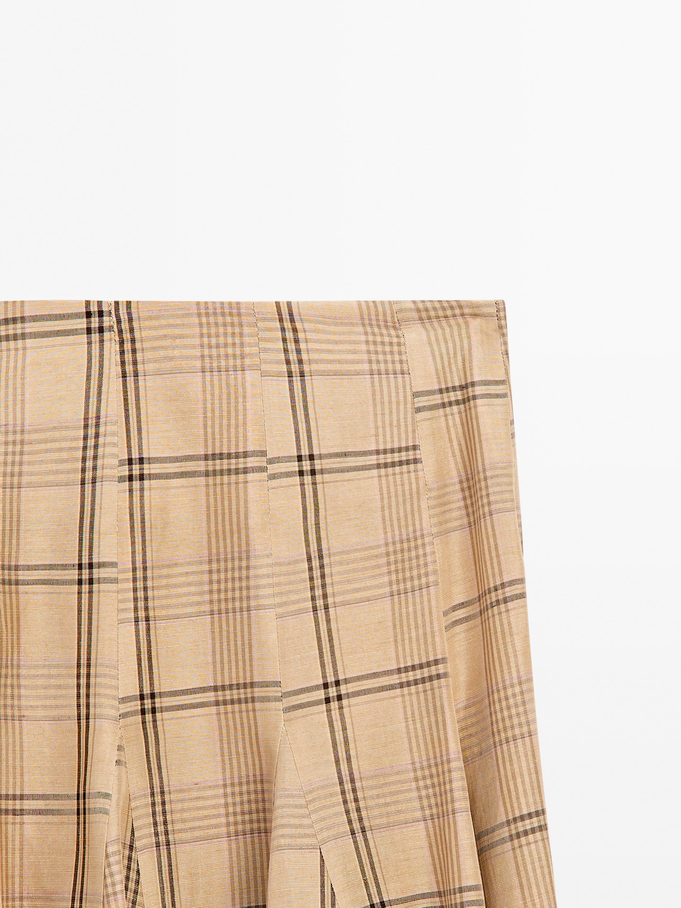 Saia midi em godé com estampado de quadrados - STUDIO