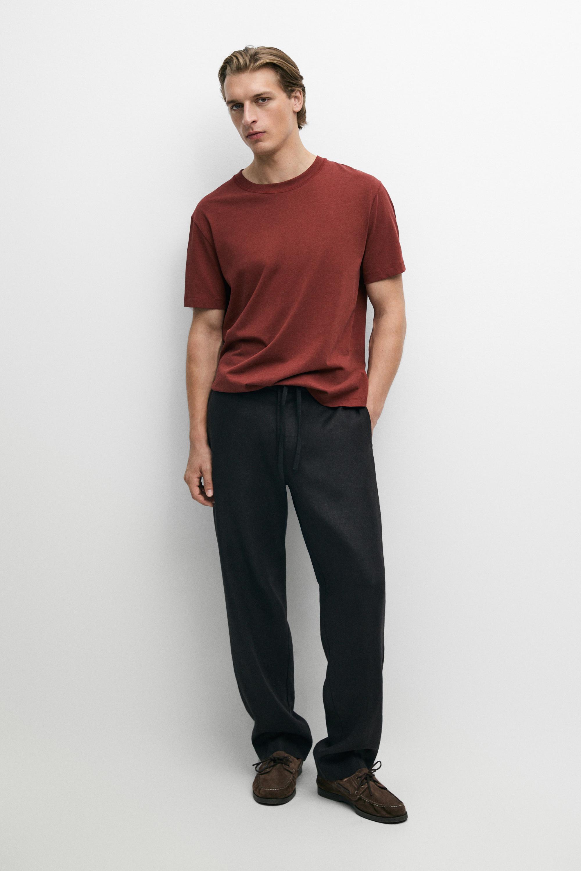 Short sleeve cotton blend T-shirt — MAROON