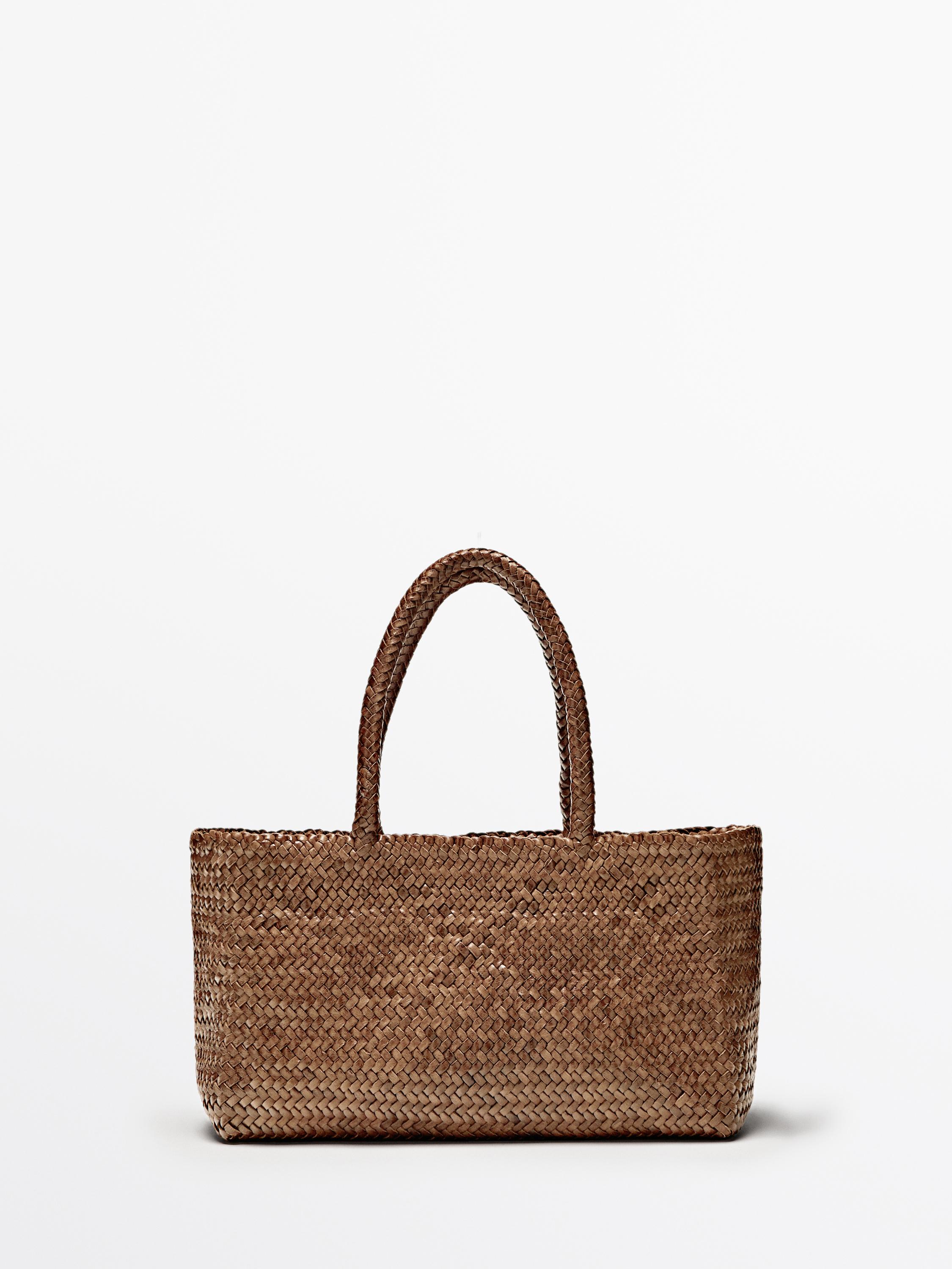 Nappa charmdan toʻqilgan oʻrtacha oʻlchamdagi tote sumka