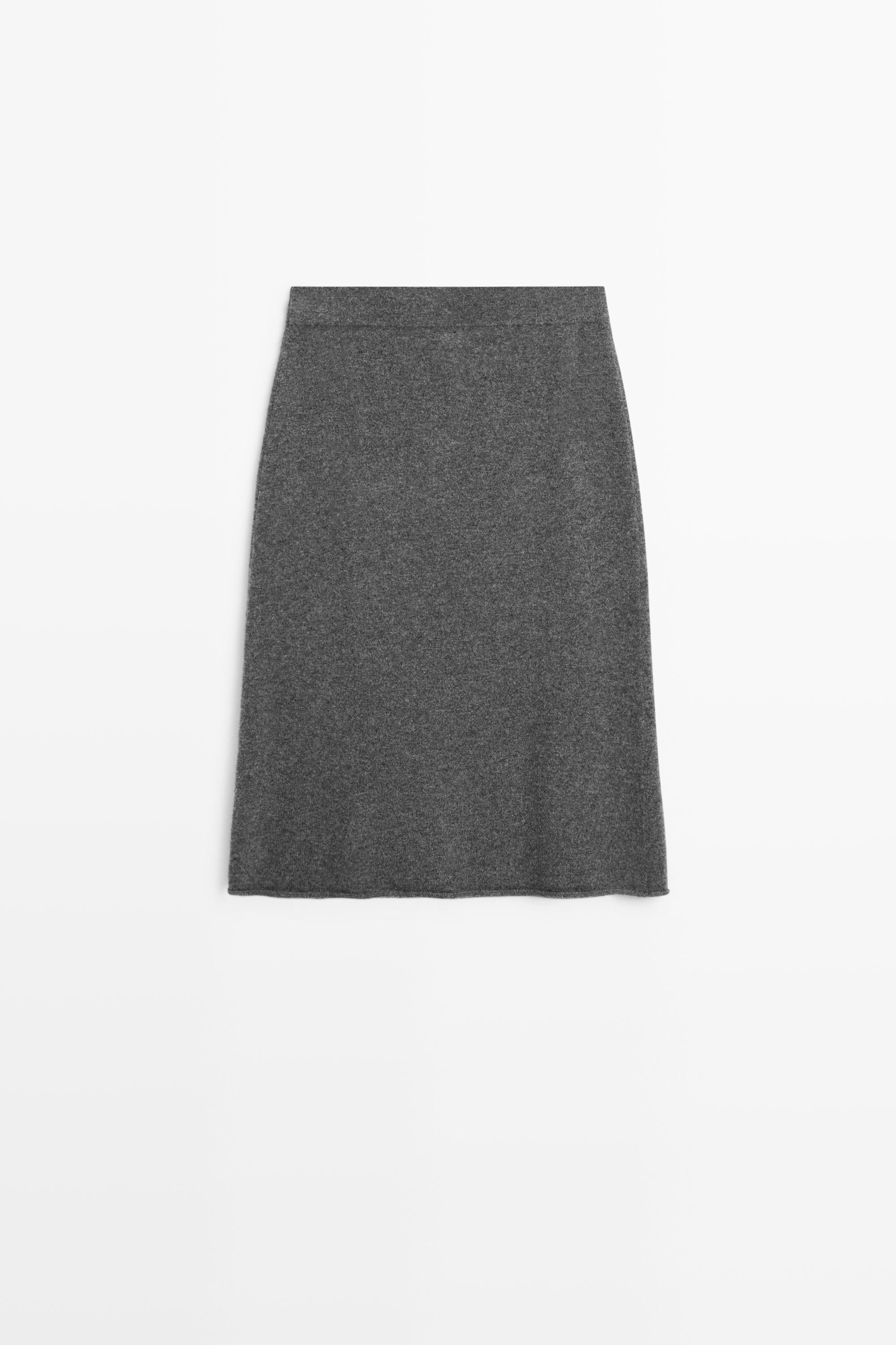 Wool blend knit co-ord skirt — MEDIUM GREY
