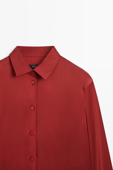 Flowing satin shirt — Red 4