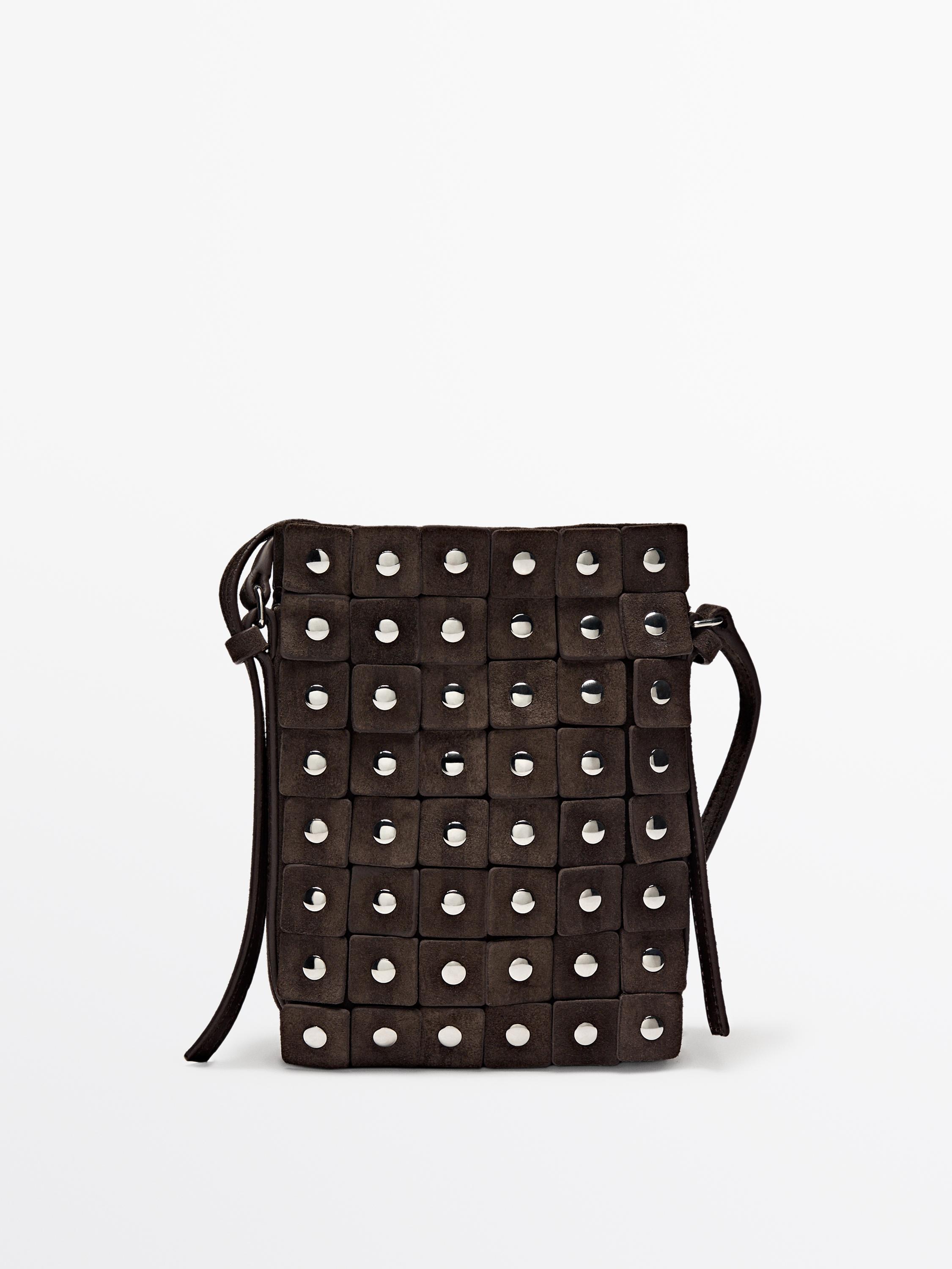 Mini-sac à bandoulière clous en croûte de cuir