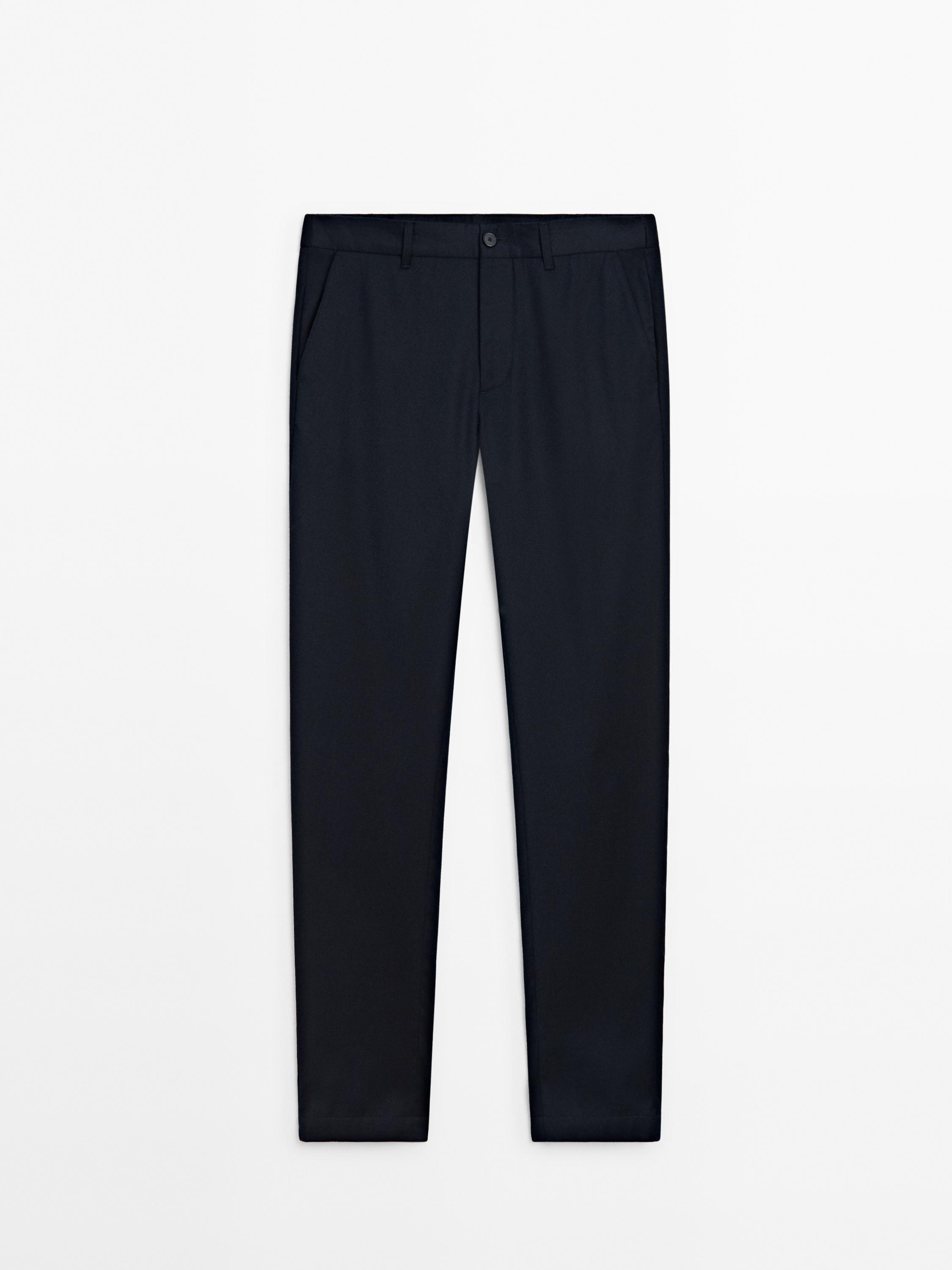 Straight-leg wool blend trousers