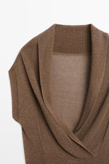 Cross-back knit sweater — BROWN 4