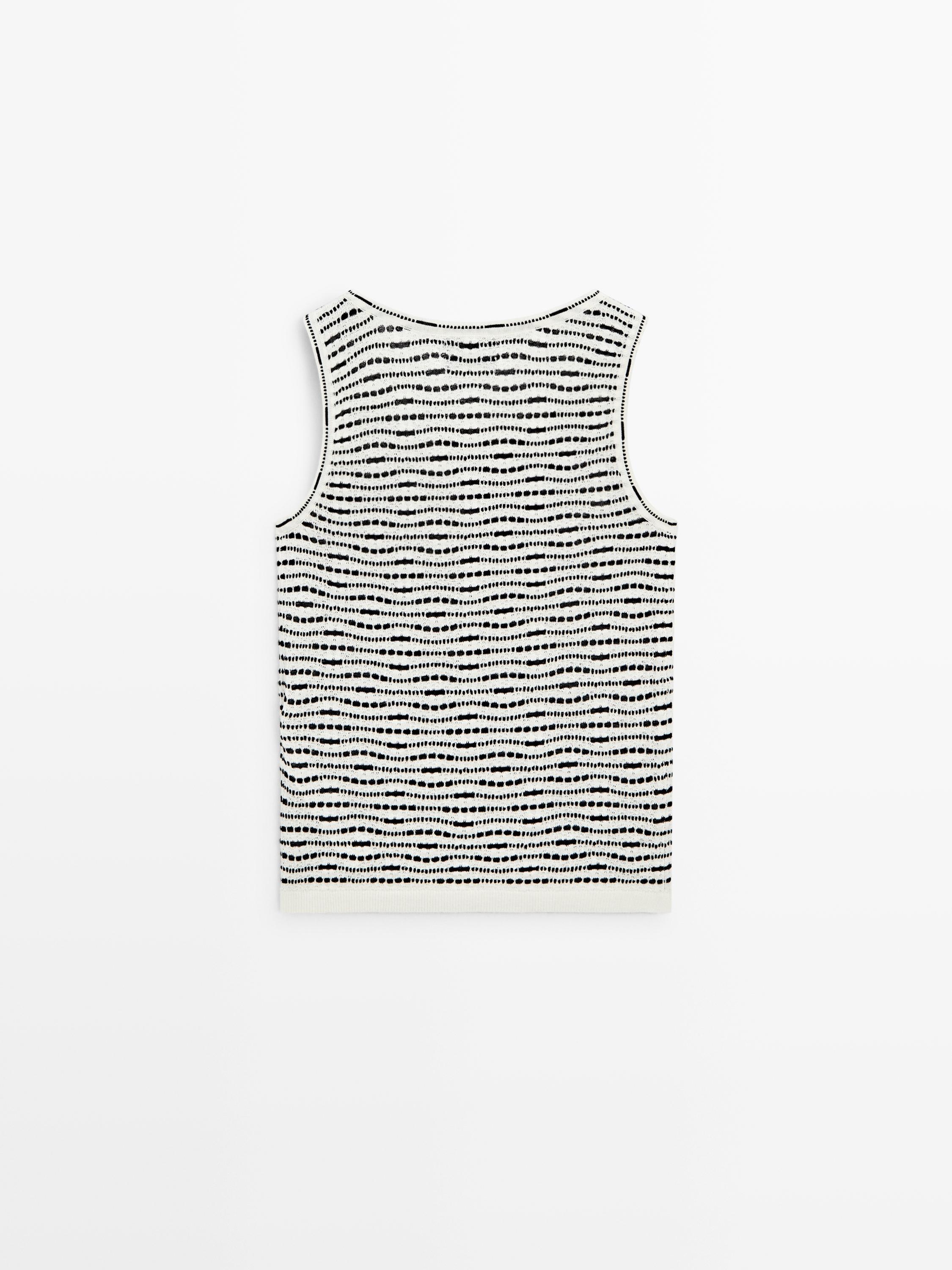100% cotton knit top — CREAM