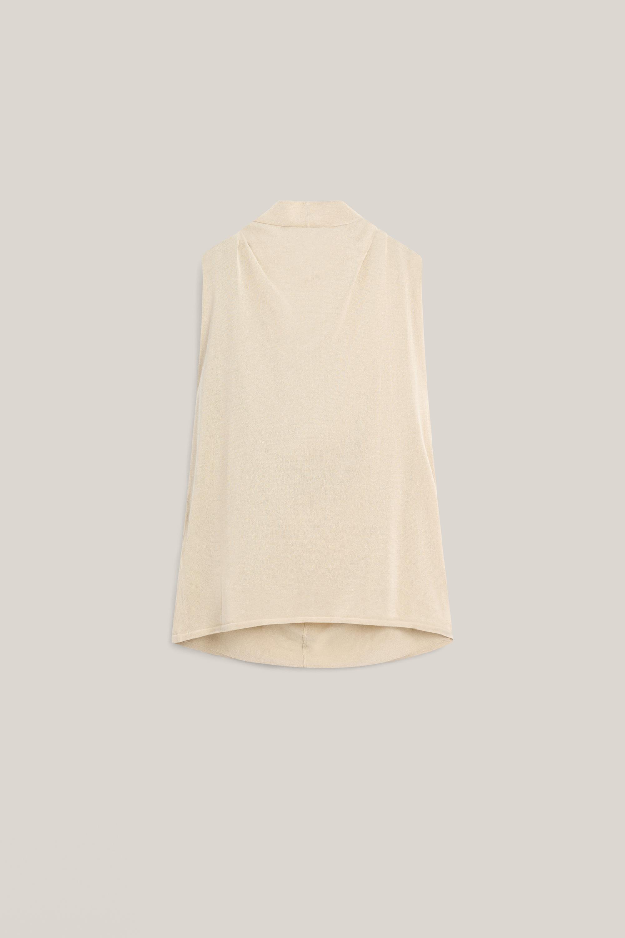 Silk blend top with cowl neckline - LIMITED EDITION — SAND