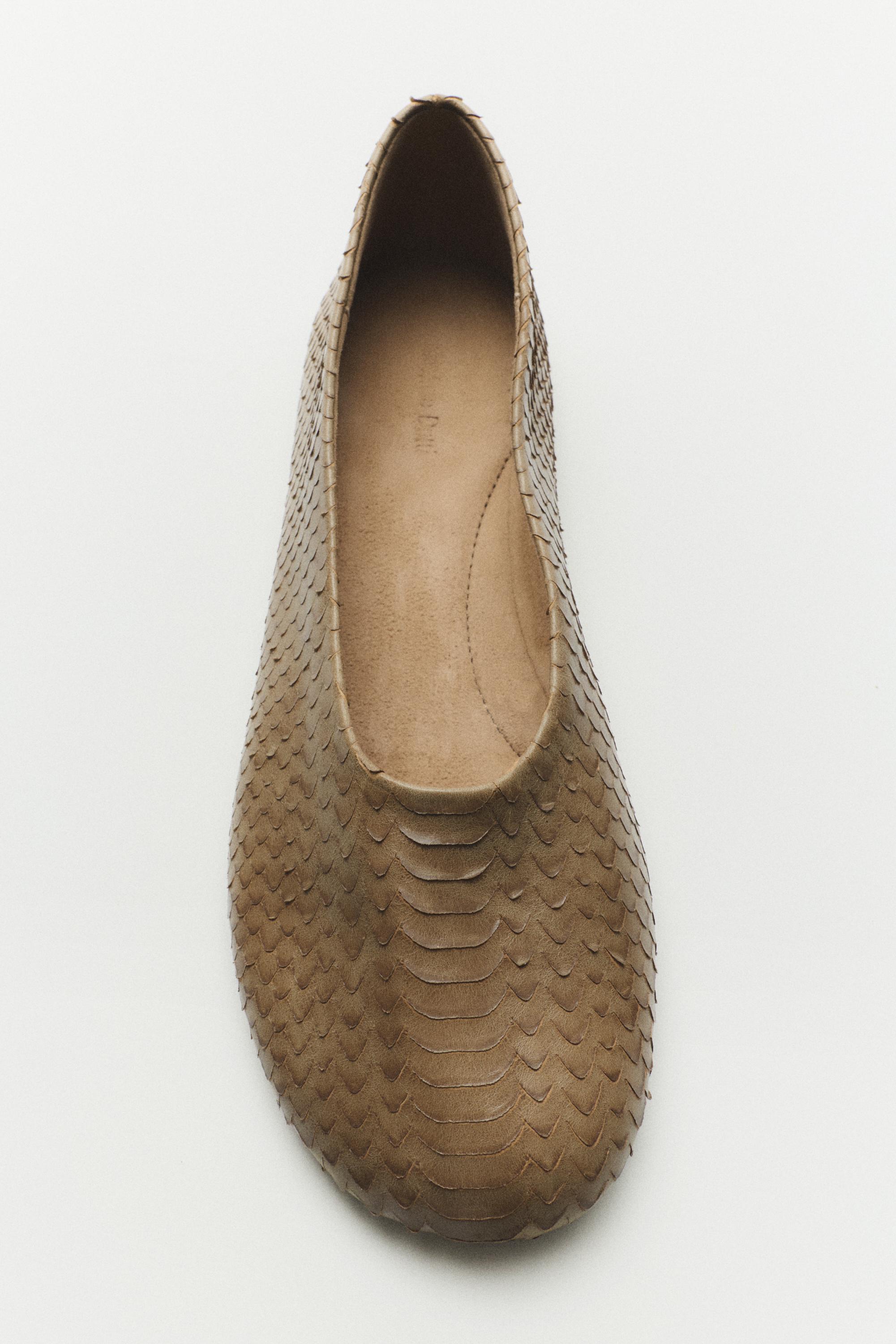 Round toe leather ballerinas — ANIMAL PRINT