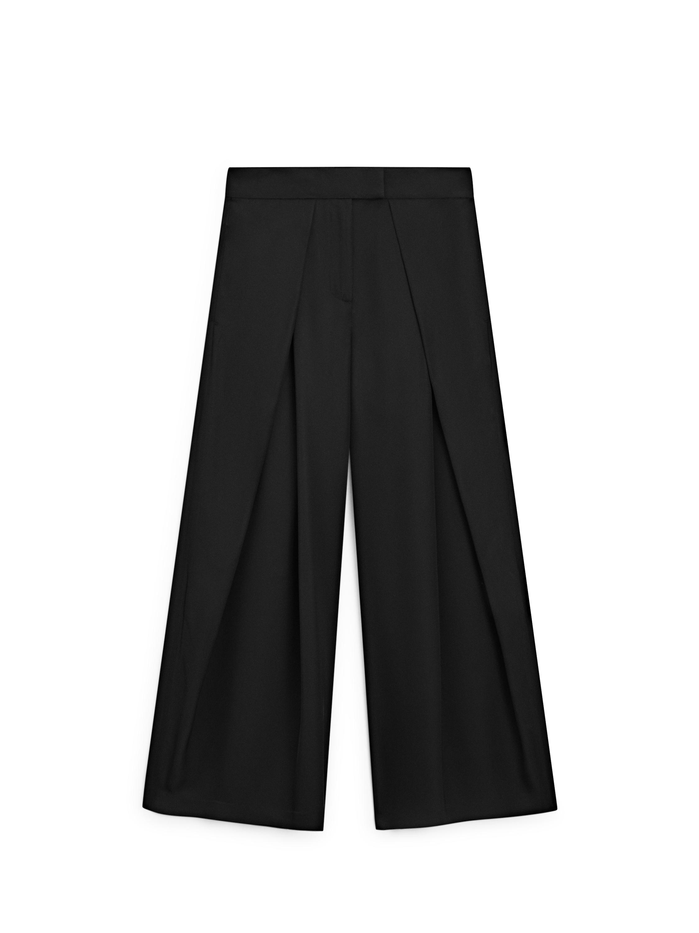 Satin trousers with darts — BLACK