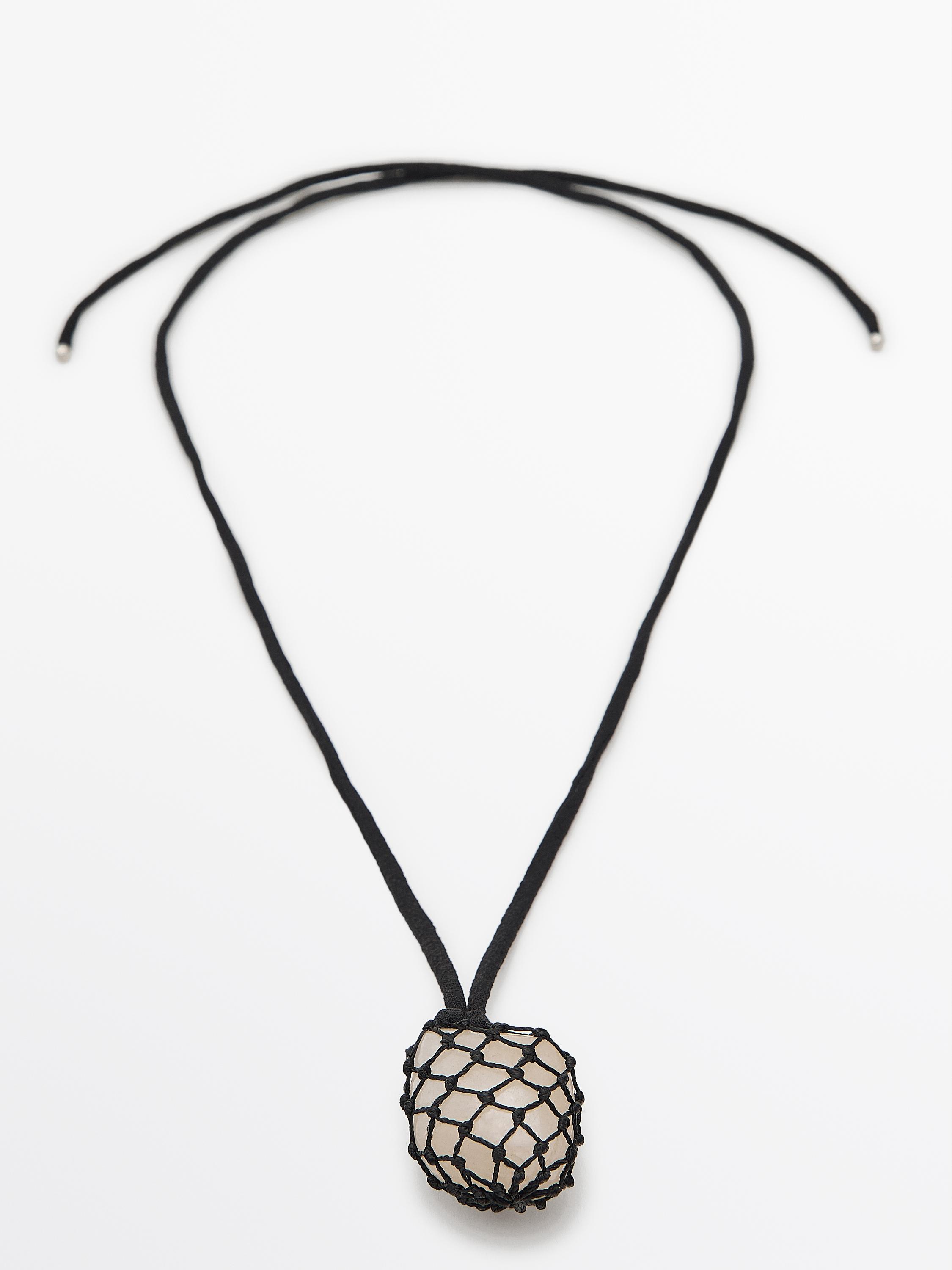 Mesh stone cord necklace