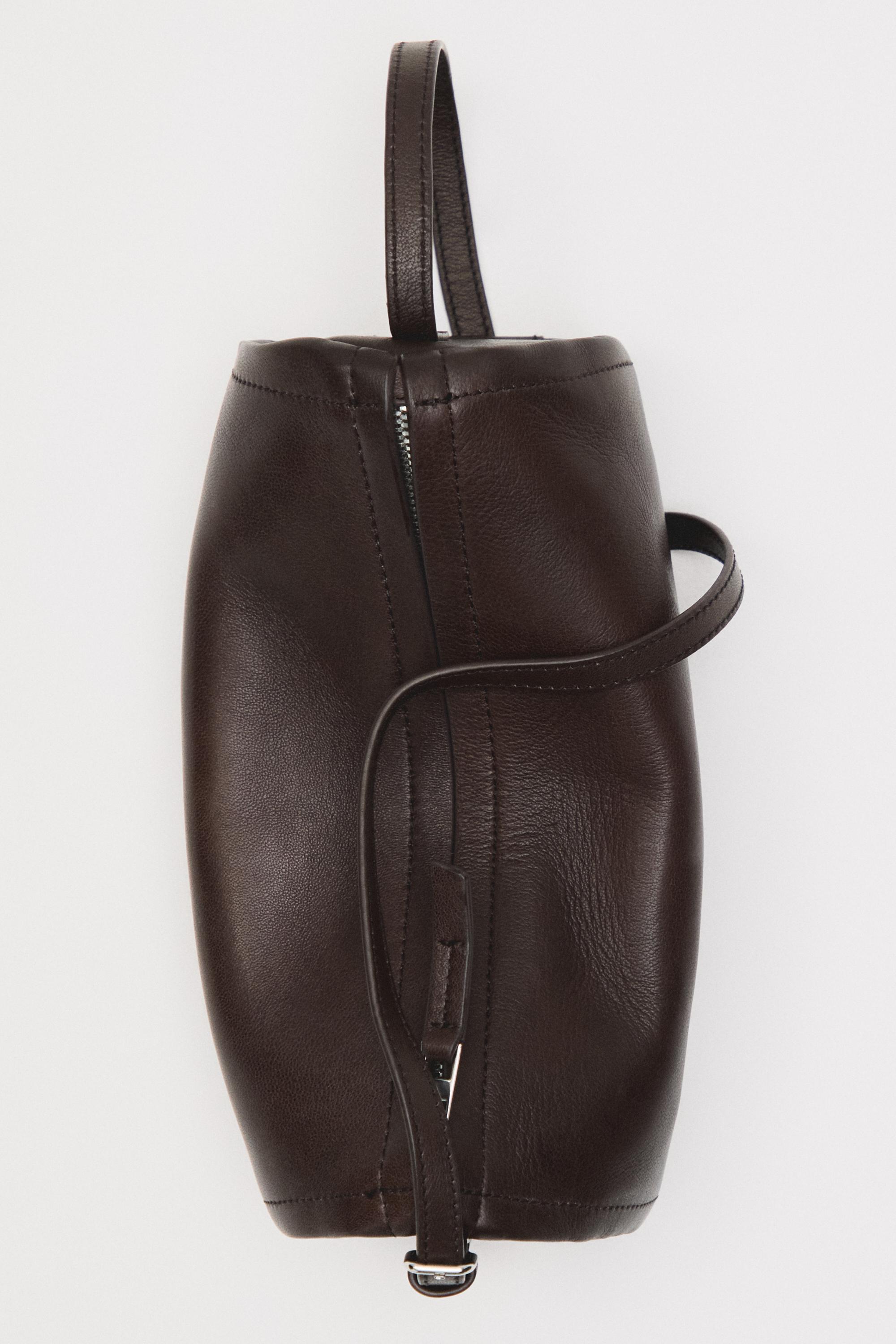 Nappa leather crossbody bag — BROWN