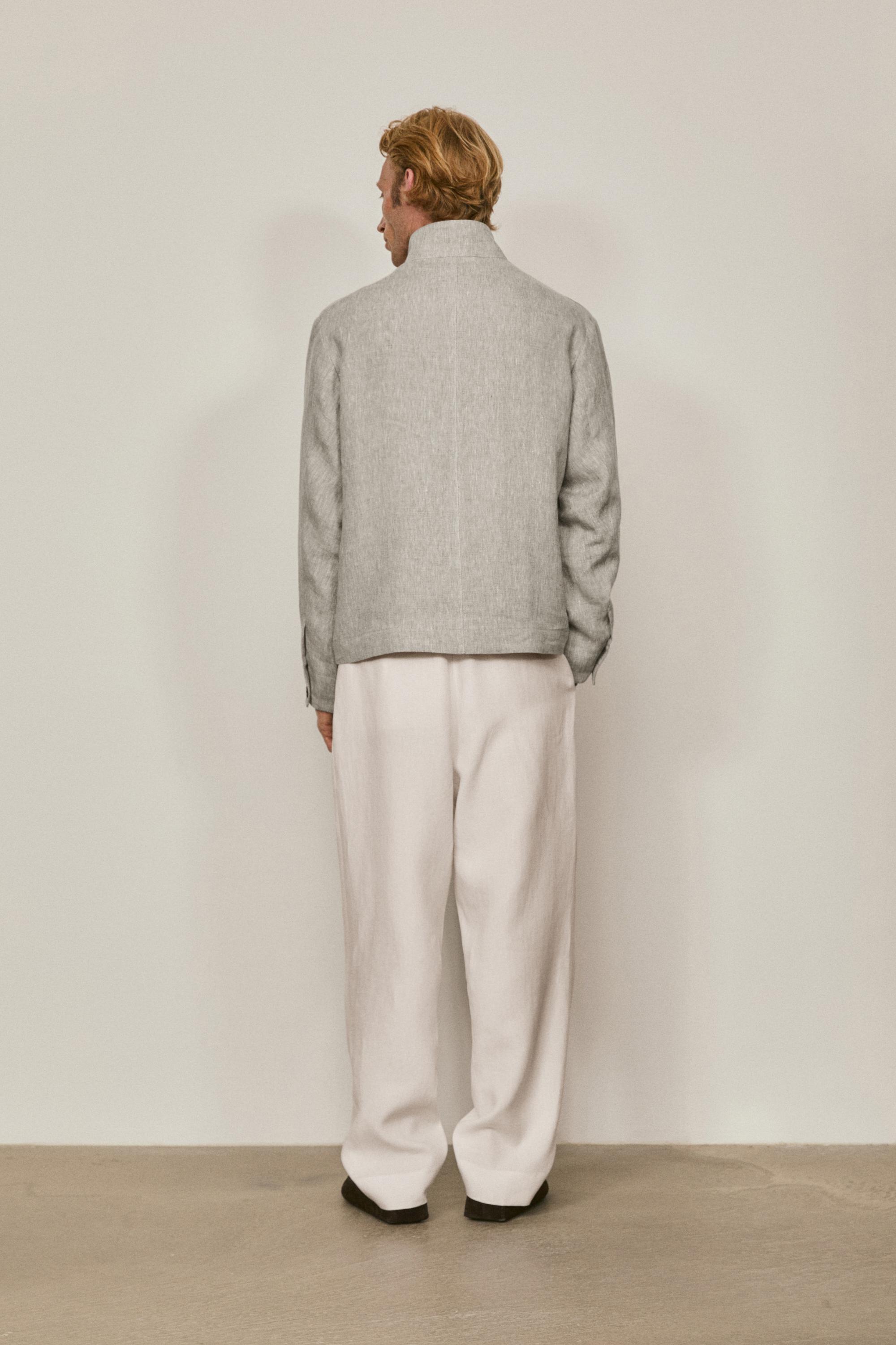 Total look linen bomber jacket - LIMITED EDITION — PEARL GREY