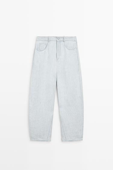 100% linen barrel fit pants - STUDIO — Light Blue 2