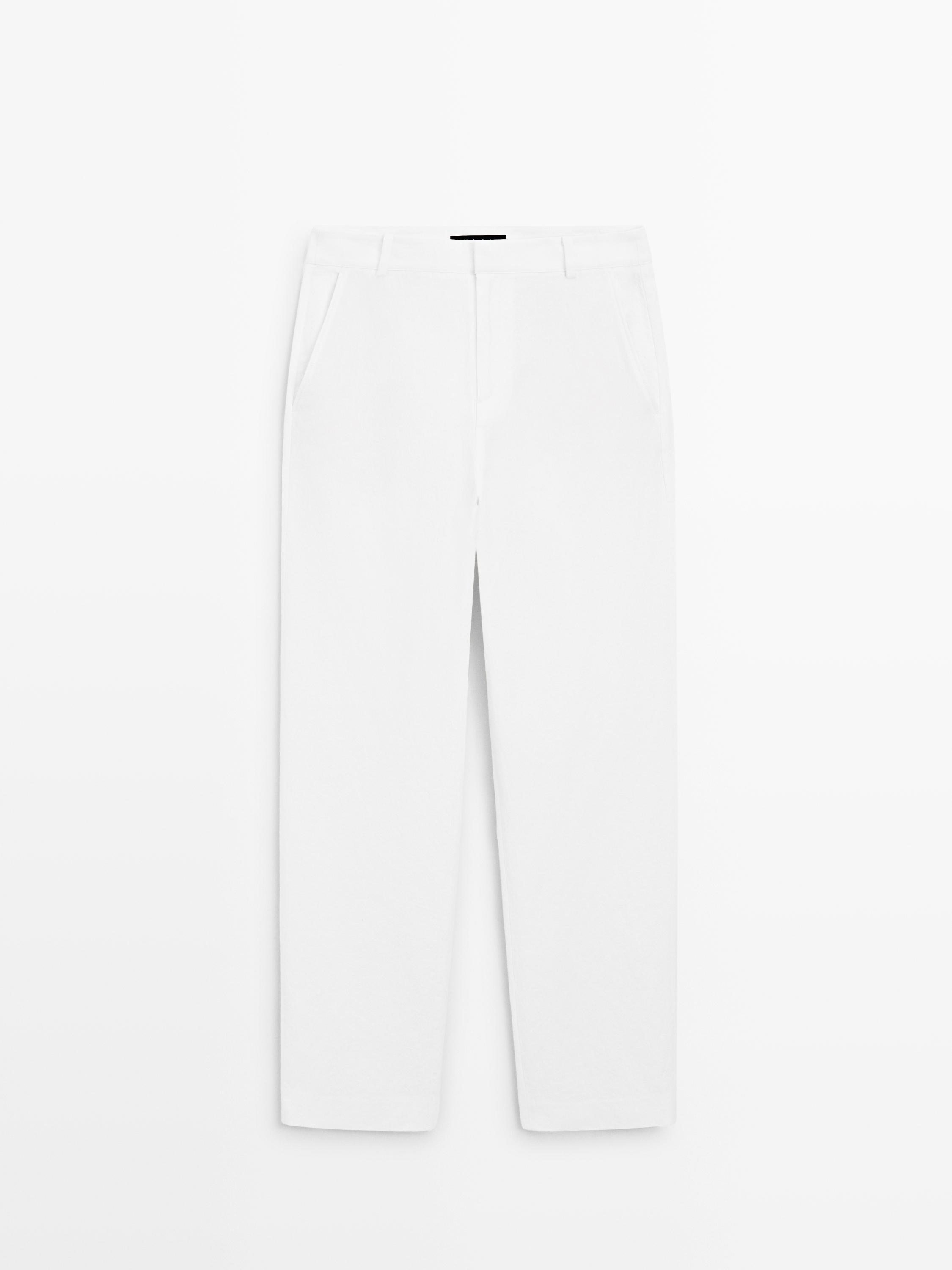 Slim fit linen blend trousers — Off white