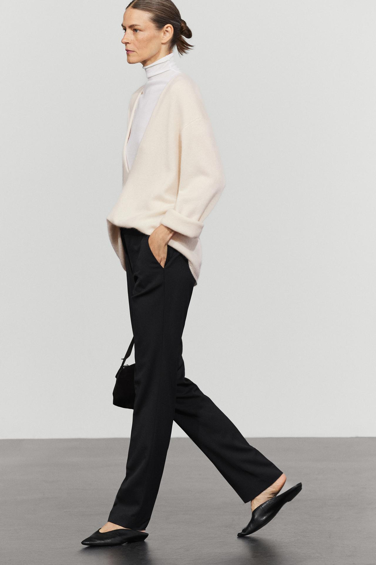 Slim-fit wool blend pants — BLACK
