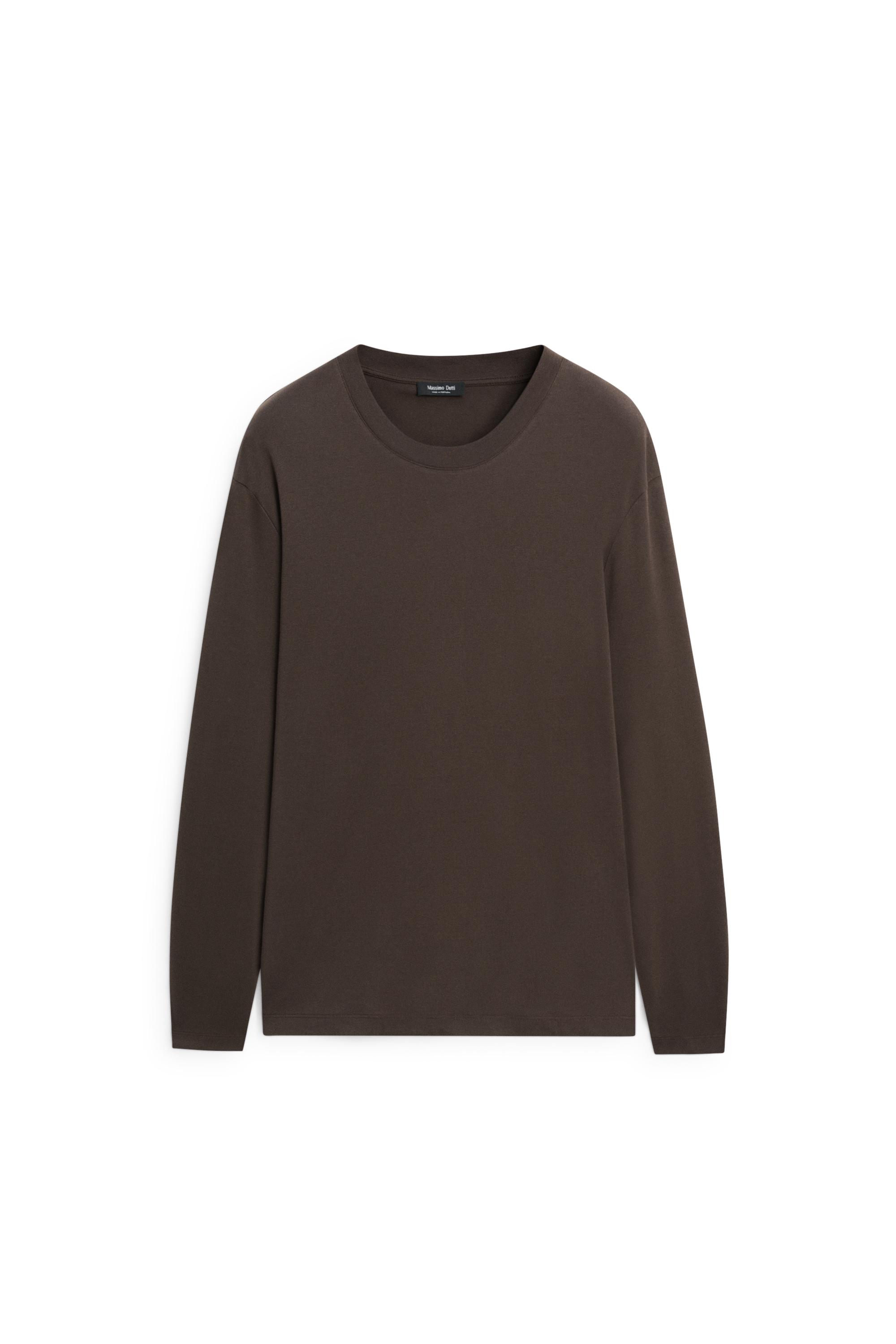 100% cotton long sleeve T-shirt — PALE OCHRE
