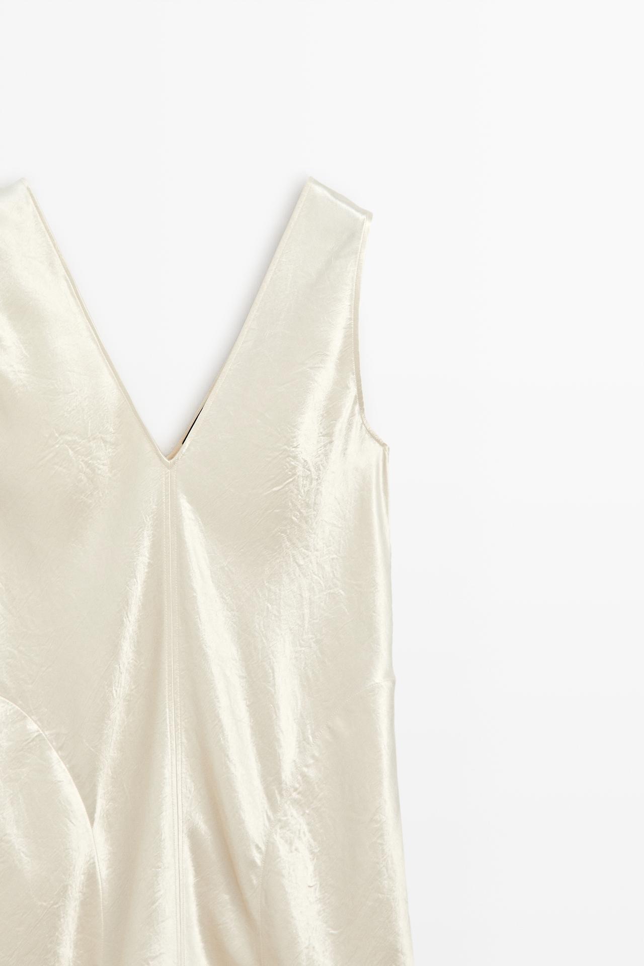 Satin midi slip dress — CREAM