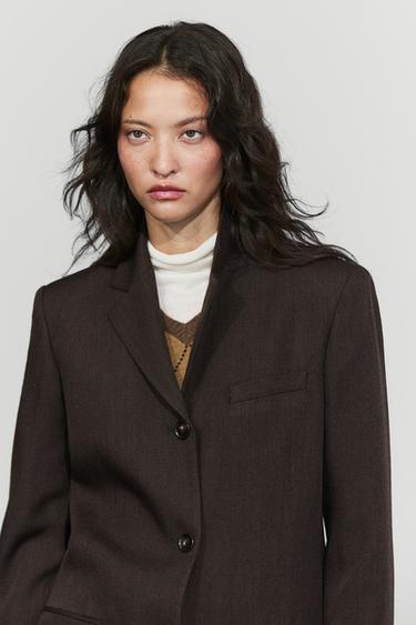 100% wool long coat — BROWN MARL 8