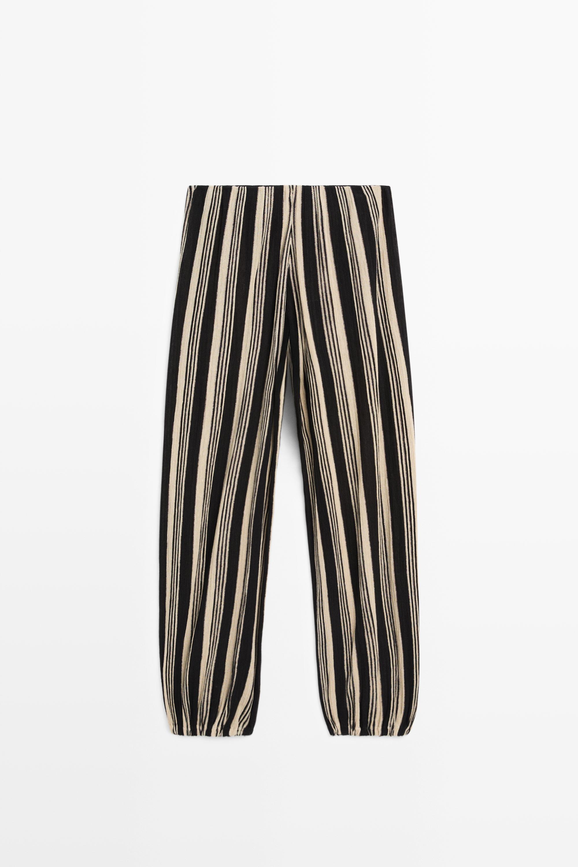 Striped sarouel co-ord pants — BLACK