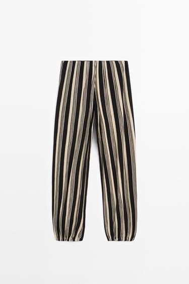 Striped sarouel trousers total look — BLACK 6