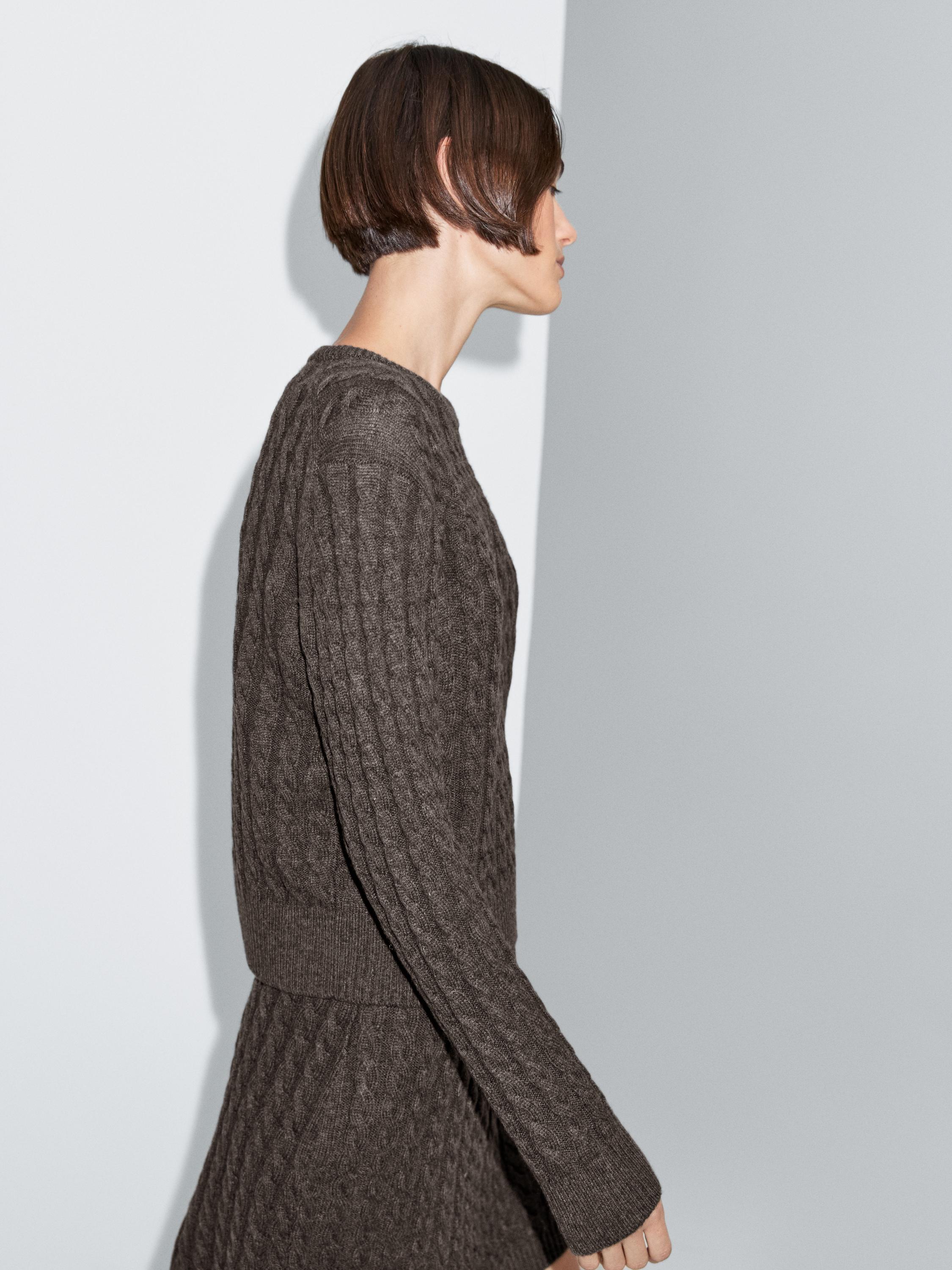 Wool blend cable-knit sweater