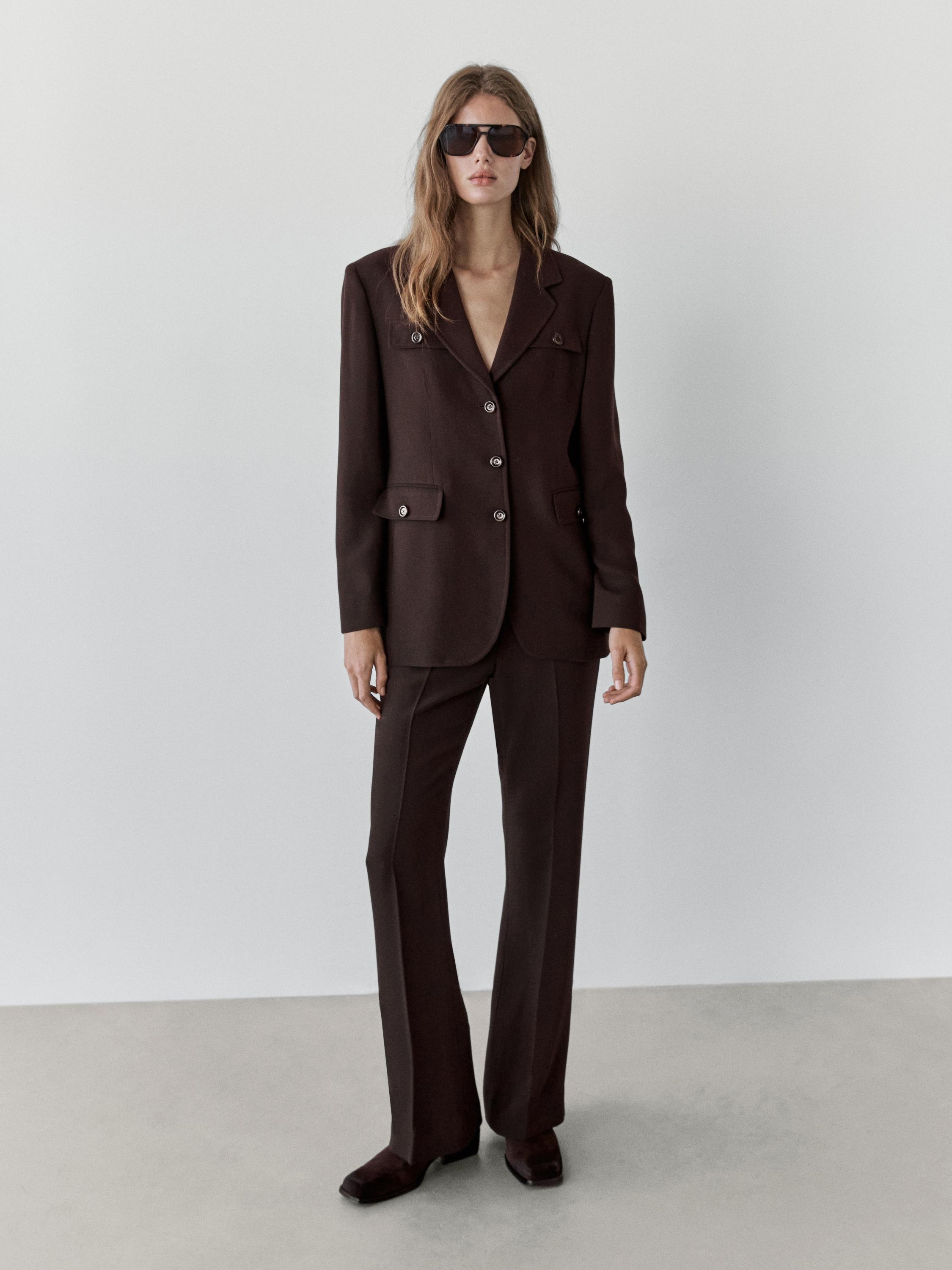 Flared trousers with pocket — Chocolate