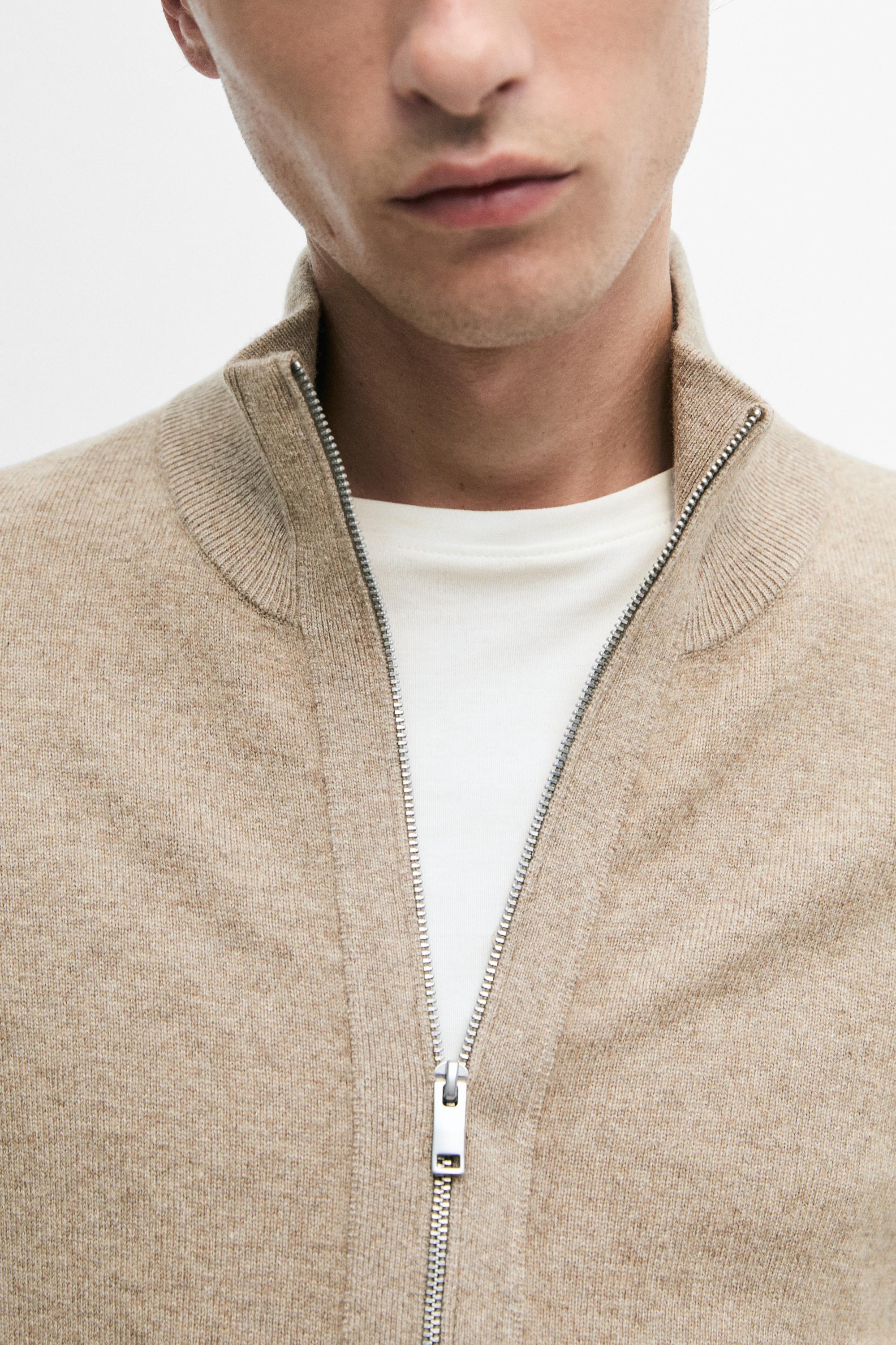 Wool blend cardigan with zip detail — Washed