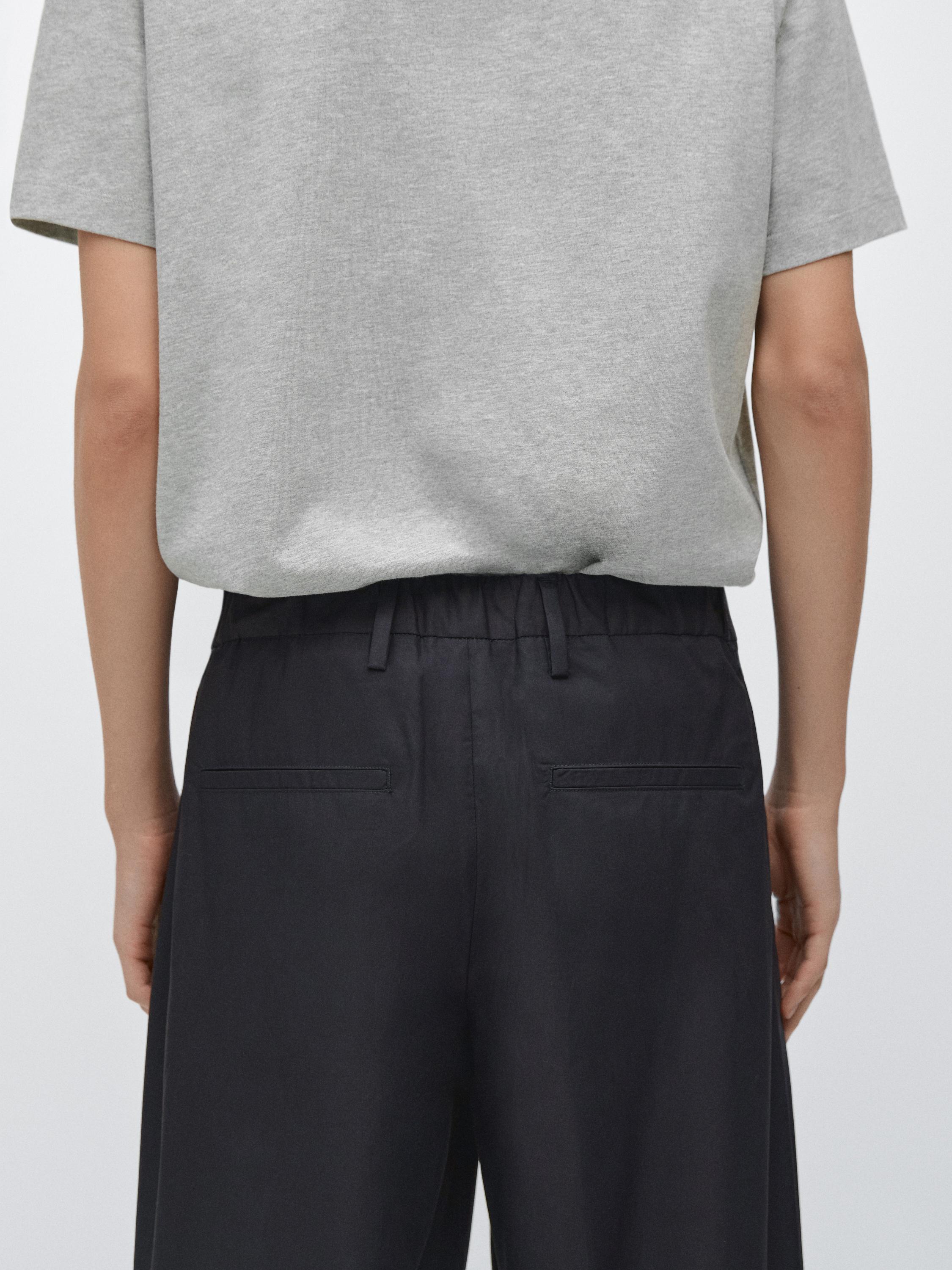 Cotton trousers with double darts — NAVY BLUE