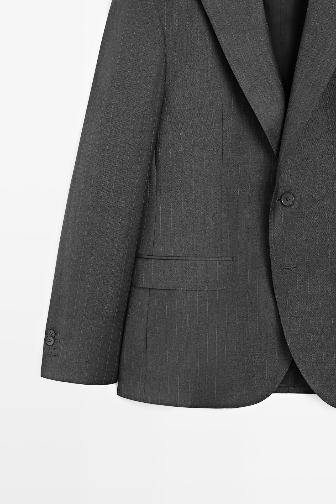 100% wool striped suit blazer — CHARCOAL