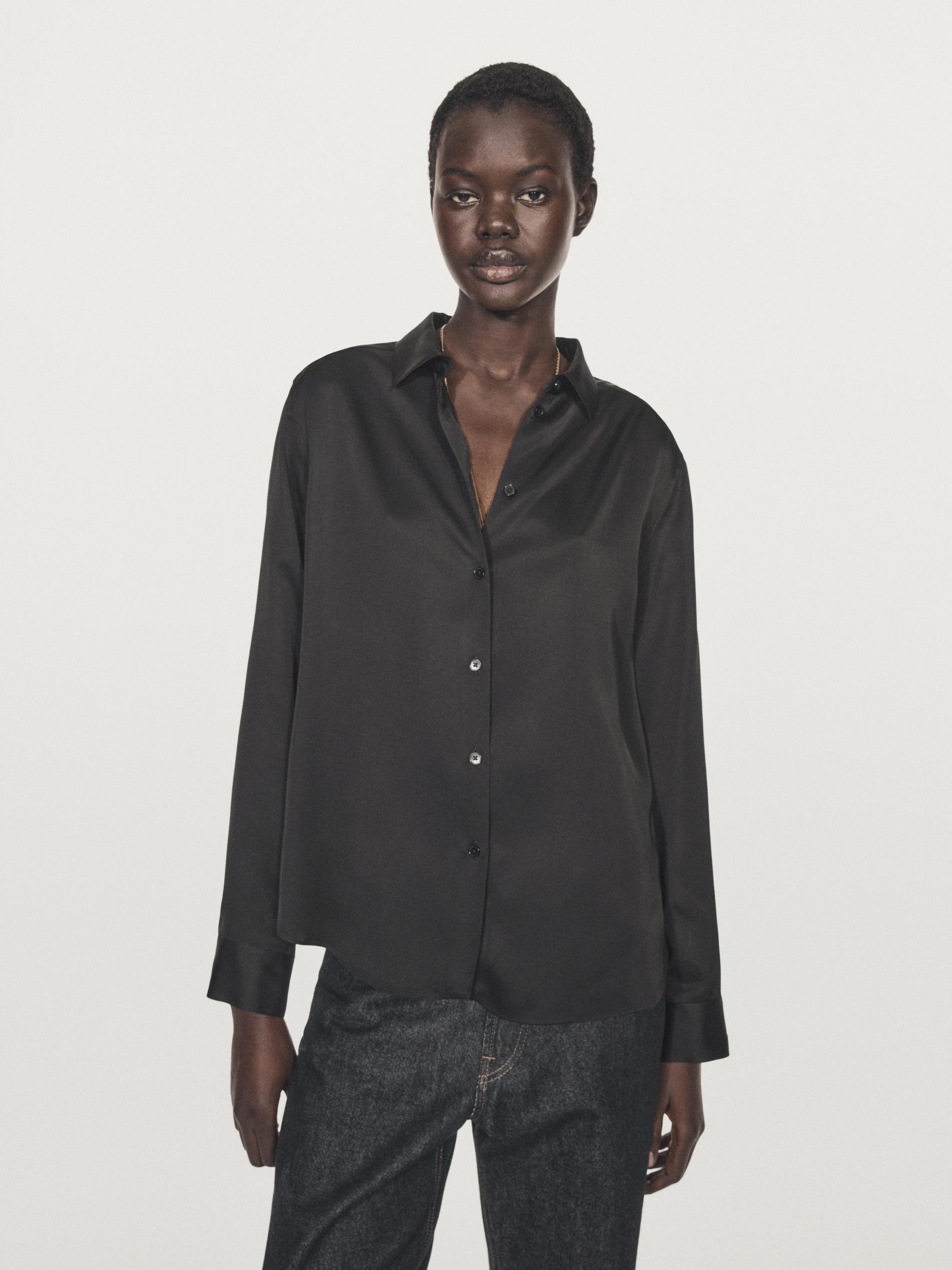 Camisa fluida acetinada