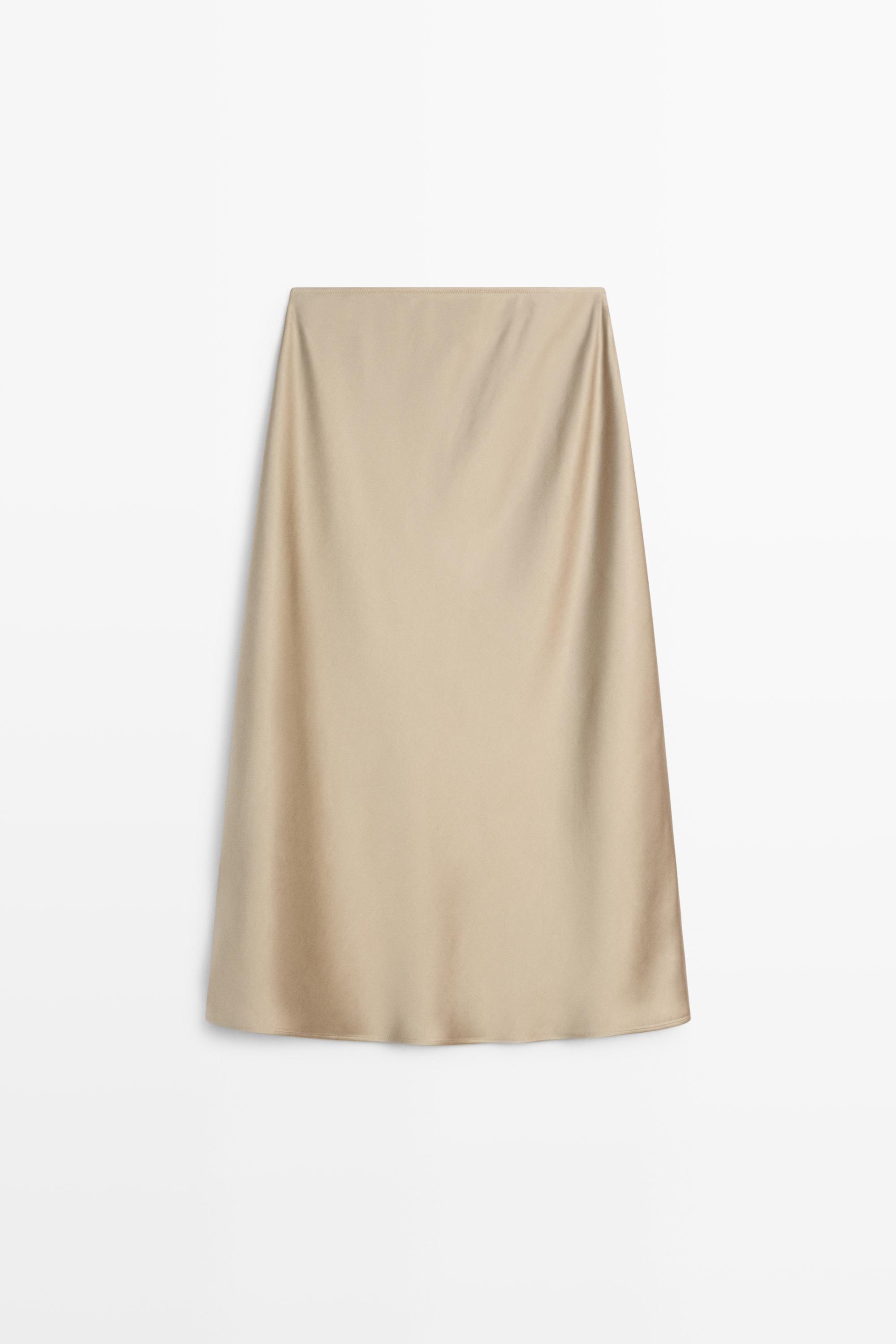 Satin midi skirt — CHAMPAGNE