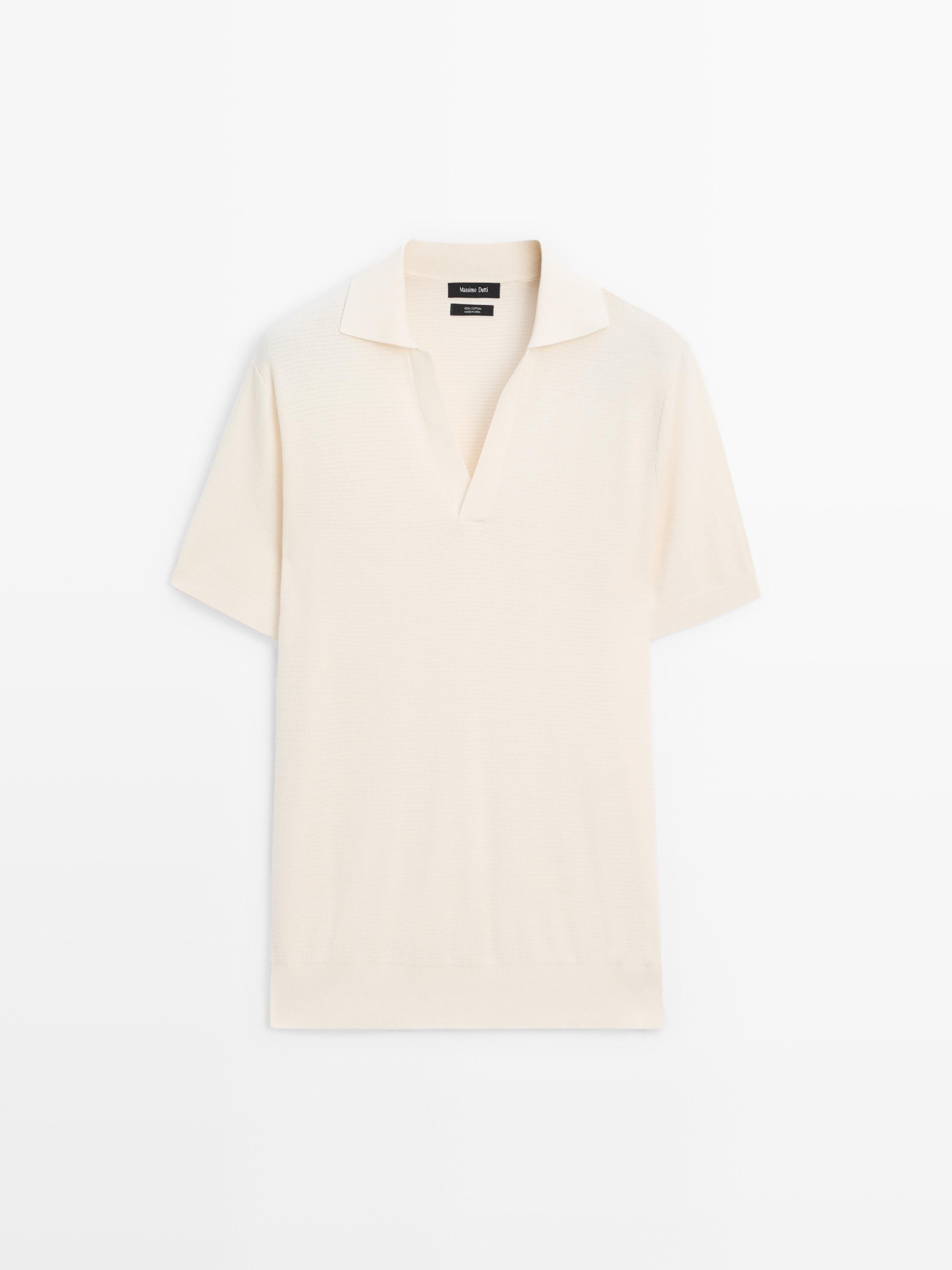 Knit V-neck polo shirt