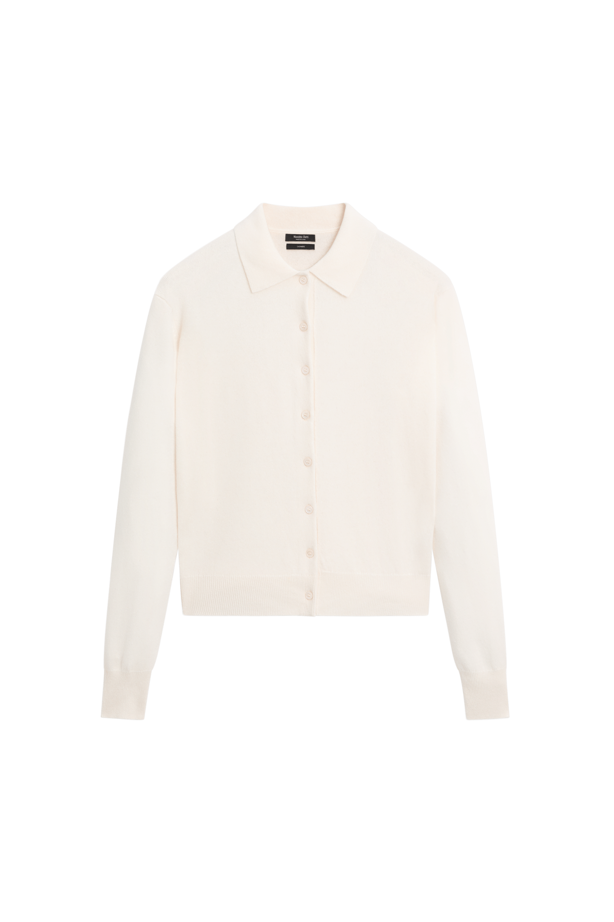 100% cashmere knit polo collar cardigan - CREAM