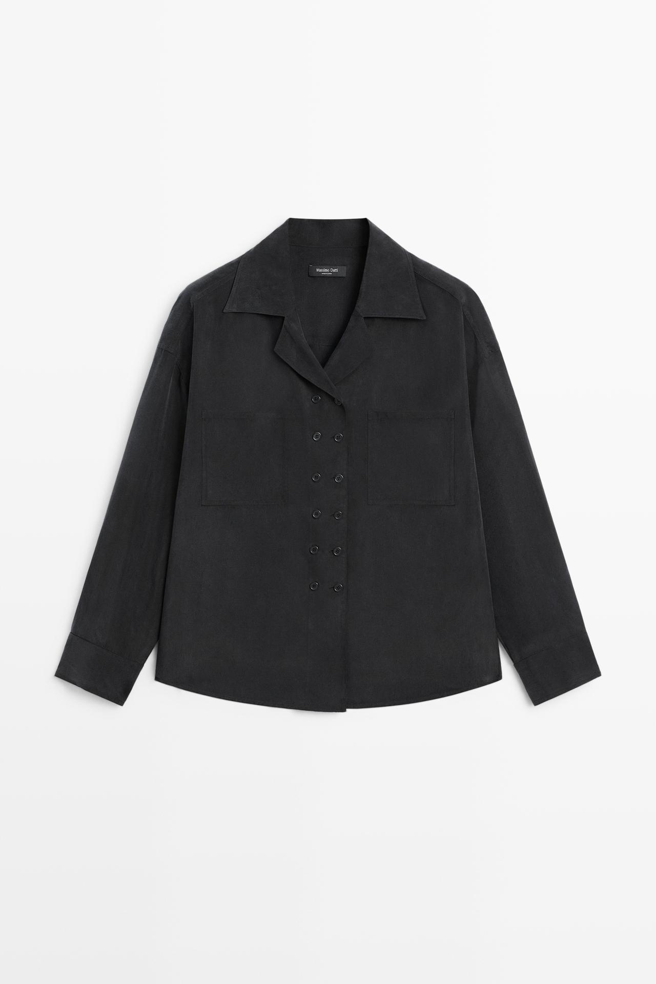 Fluid double-breasted shirt — ANTHRACITE GREY