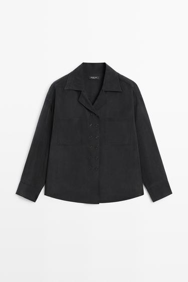 Fluid double-breasted shirt — ANTHRACITE GREY 2