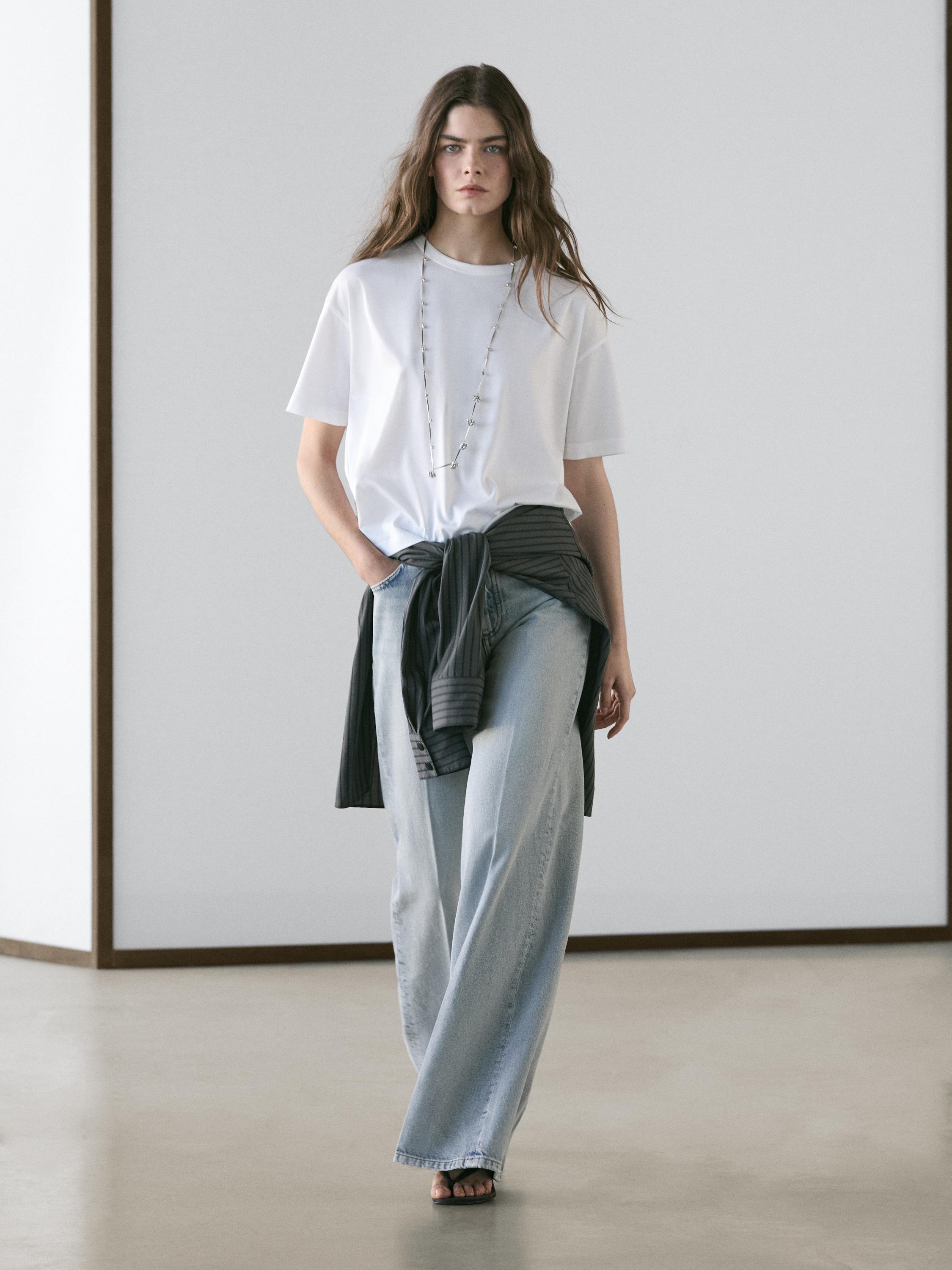 Ballon-T-Shirt aus Baumwolle mit kurzen Ärmeln