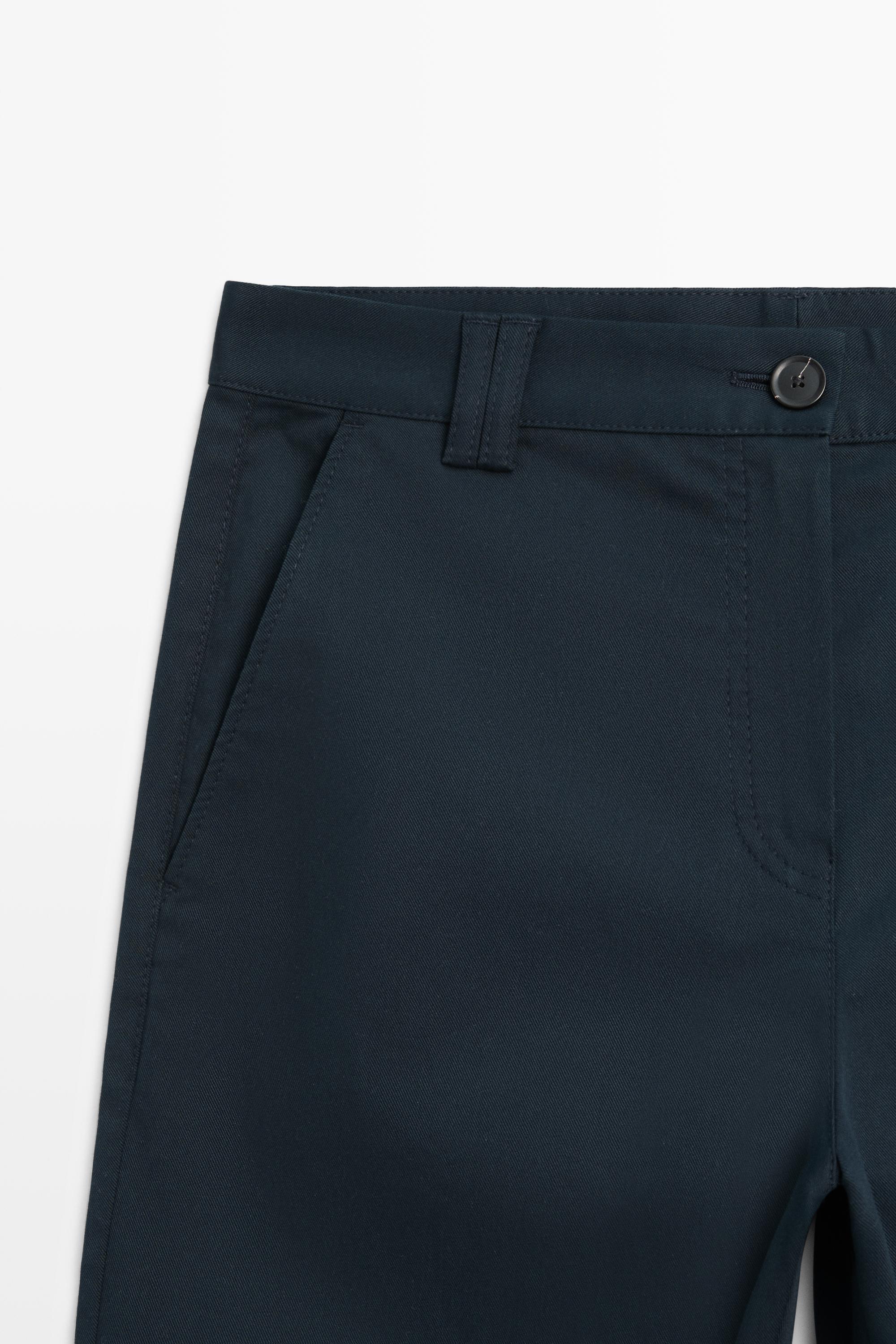 Stretch cotton blend mini flare pants — DEEP BLUE