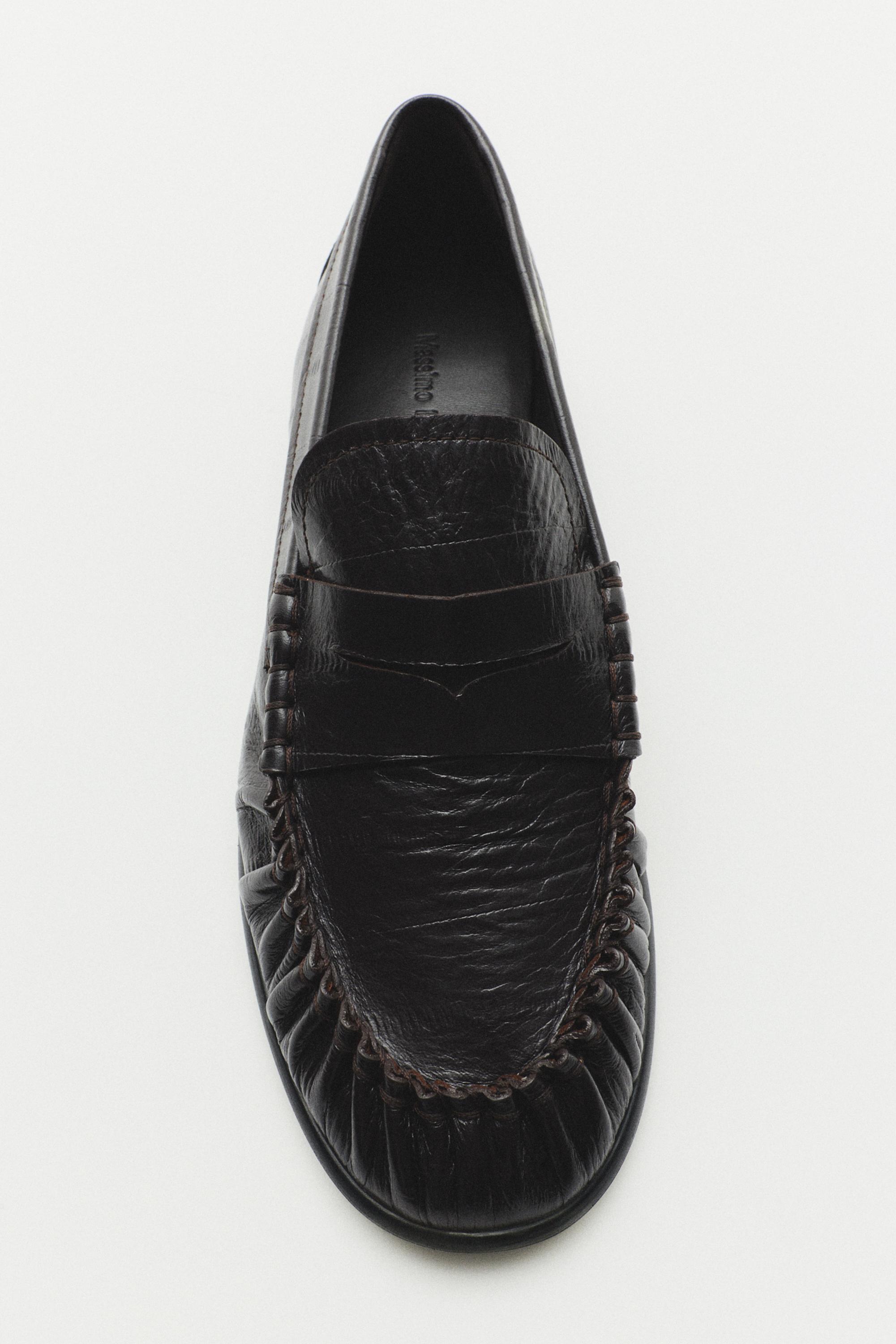 Embossed leather loafers — BROWN