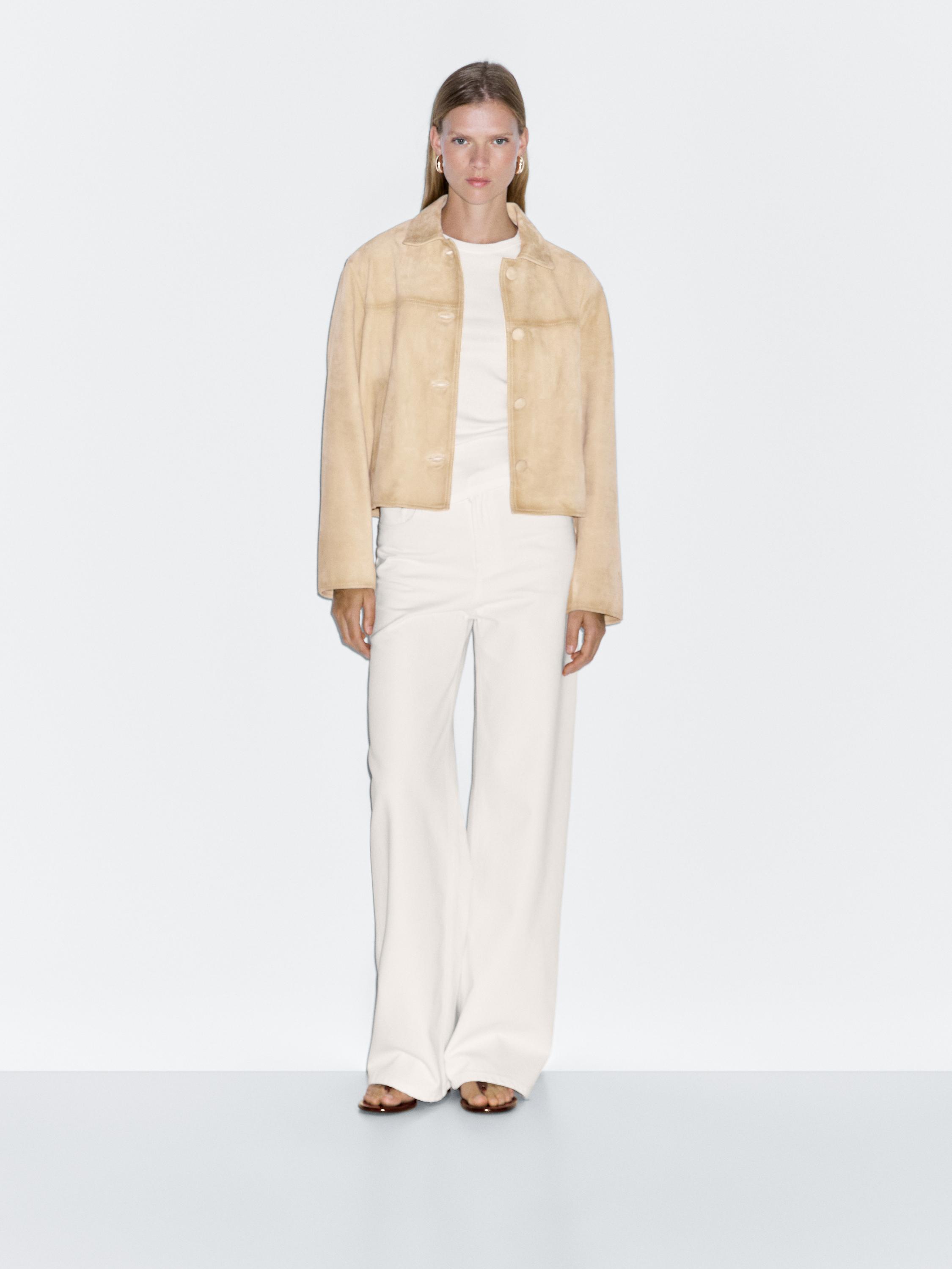 Short suede leather jacket