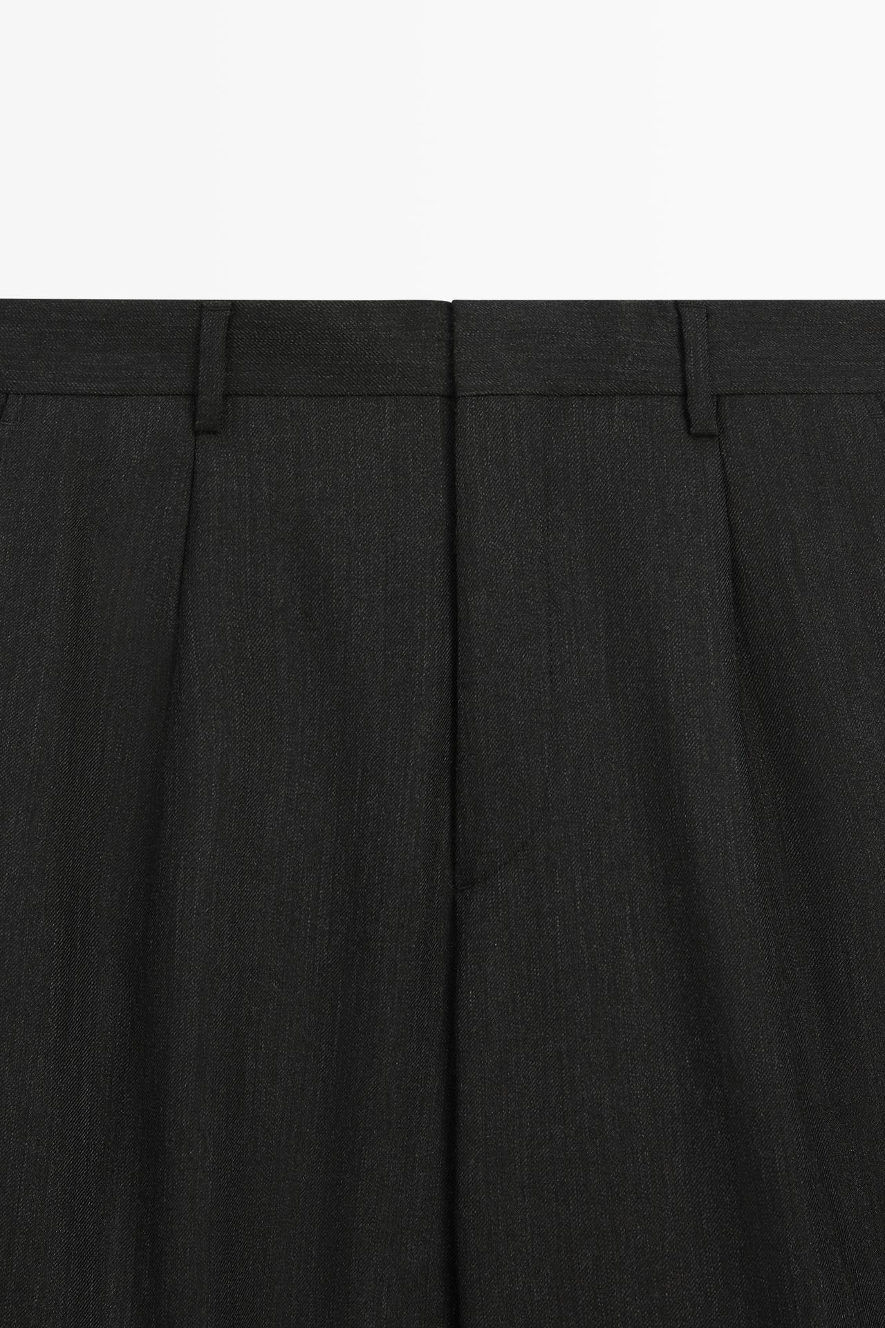 Relaxed fit wool trousers with flecked detail — CHARCOAL