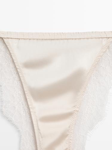 Silk briefs with lace detail — CREAM 6