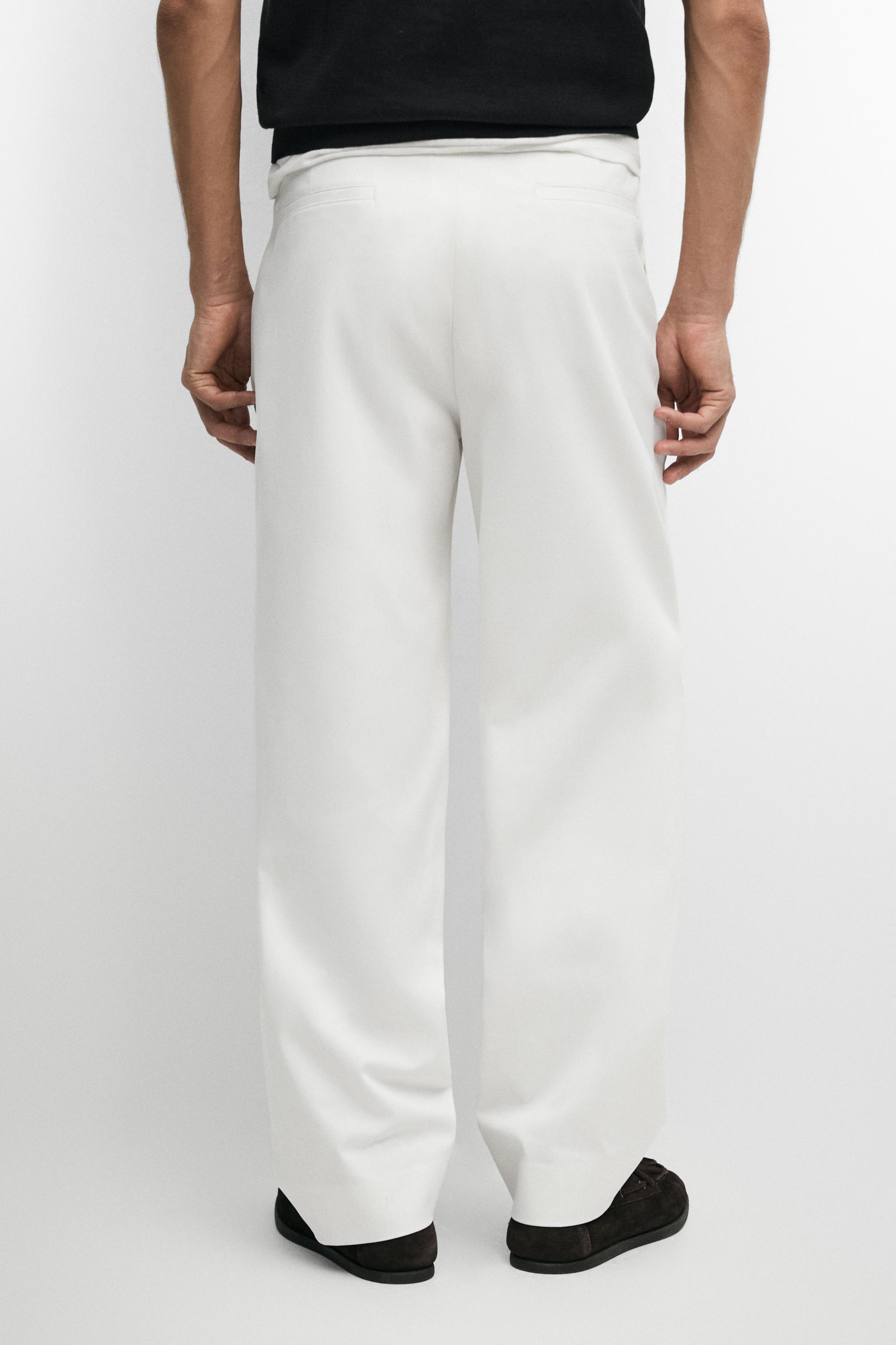 Cotton blend darted trousers — WHITE