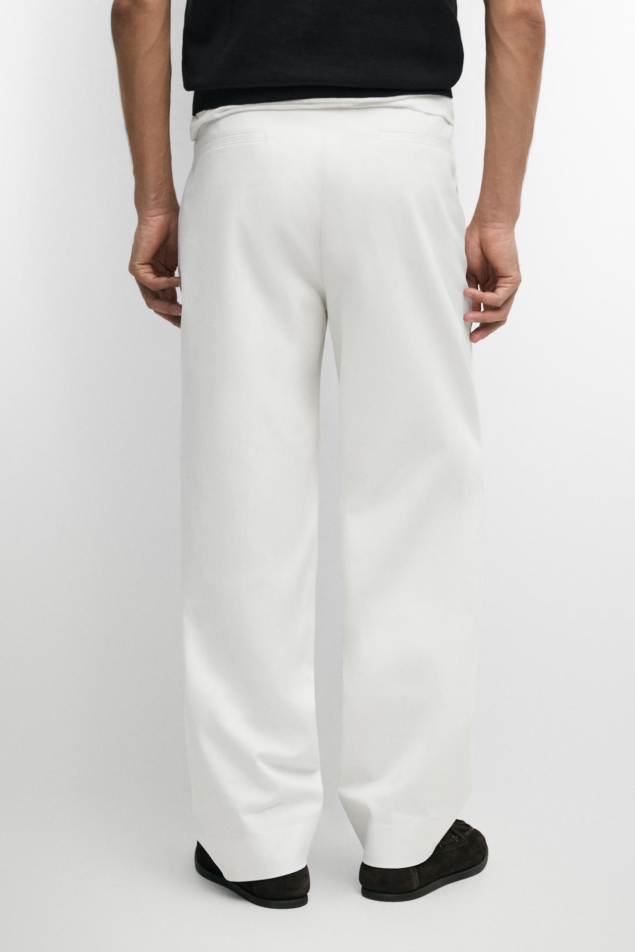 Cotton blend darted trousers — WHITE
