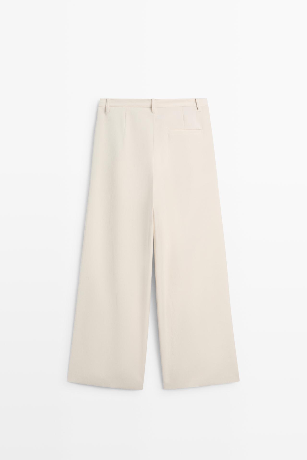 Flowing cropped wide-leg pants — CREAM