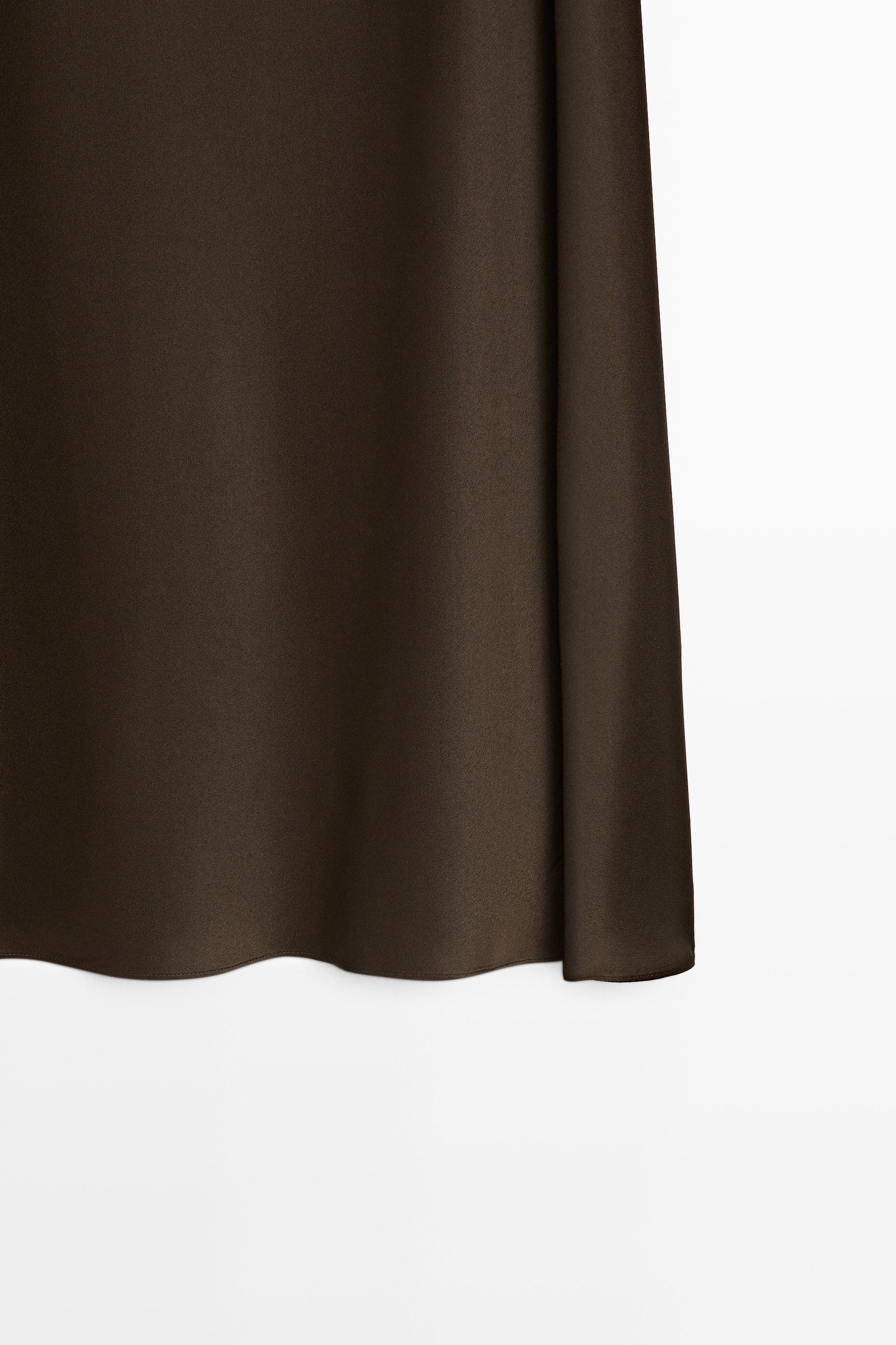 Flowing satin skirt — BROWN