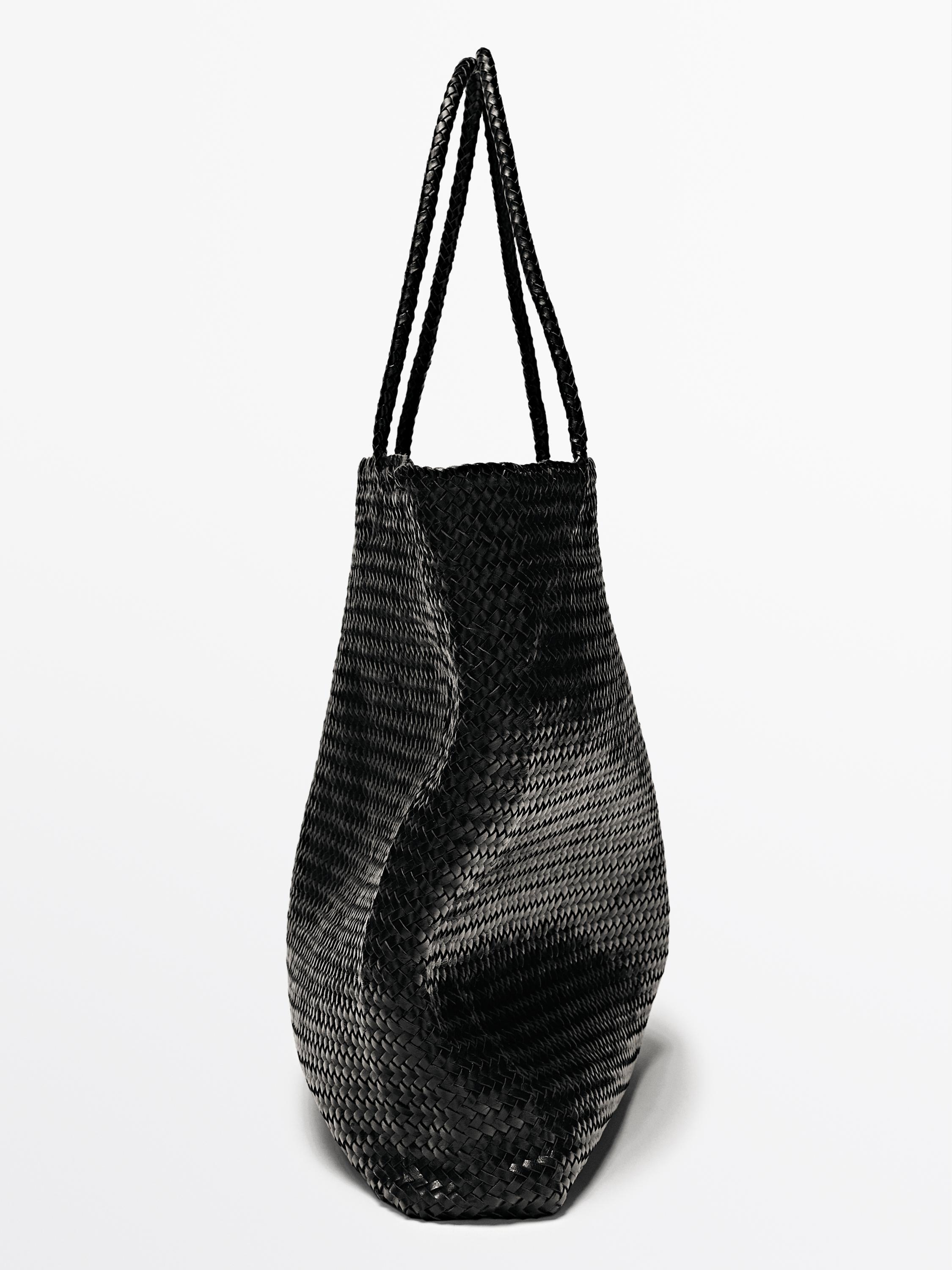 Large woven nappa leather tote bag