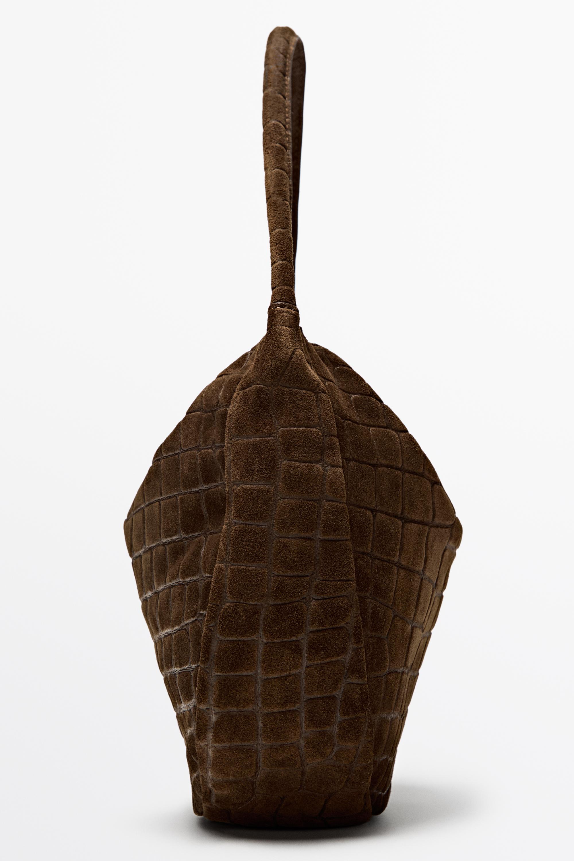 Split suede leather slouch mini bag
