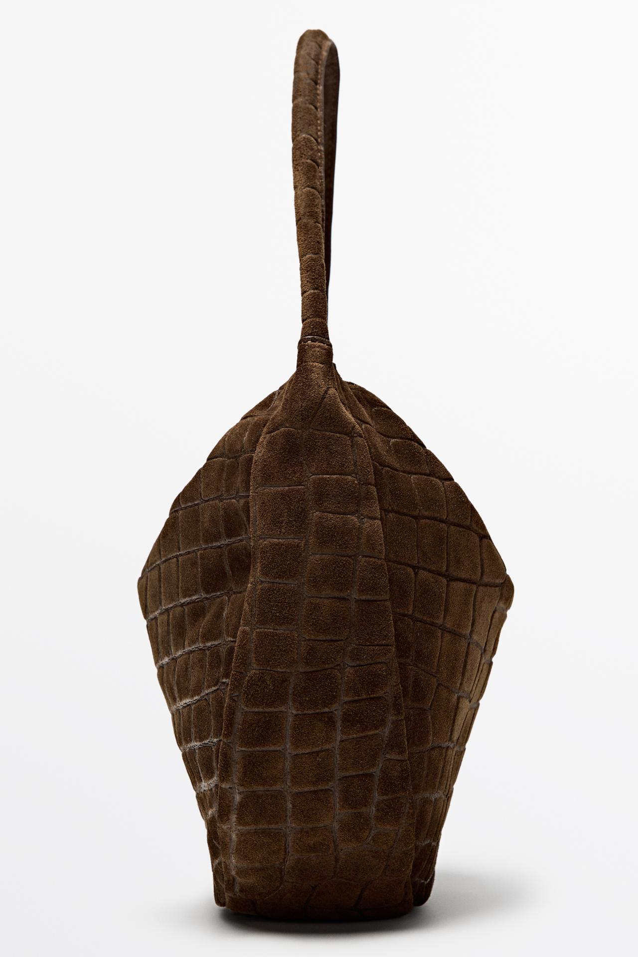 Mini slouch split suede leather bag — LEATHER