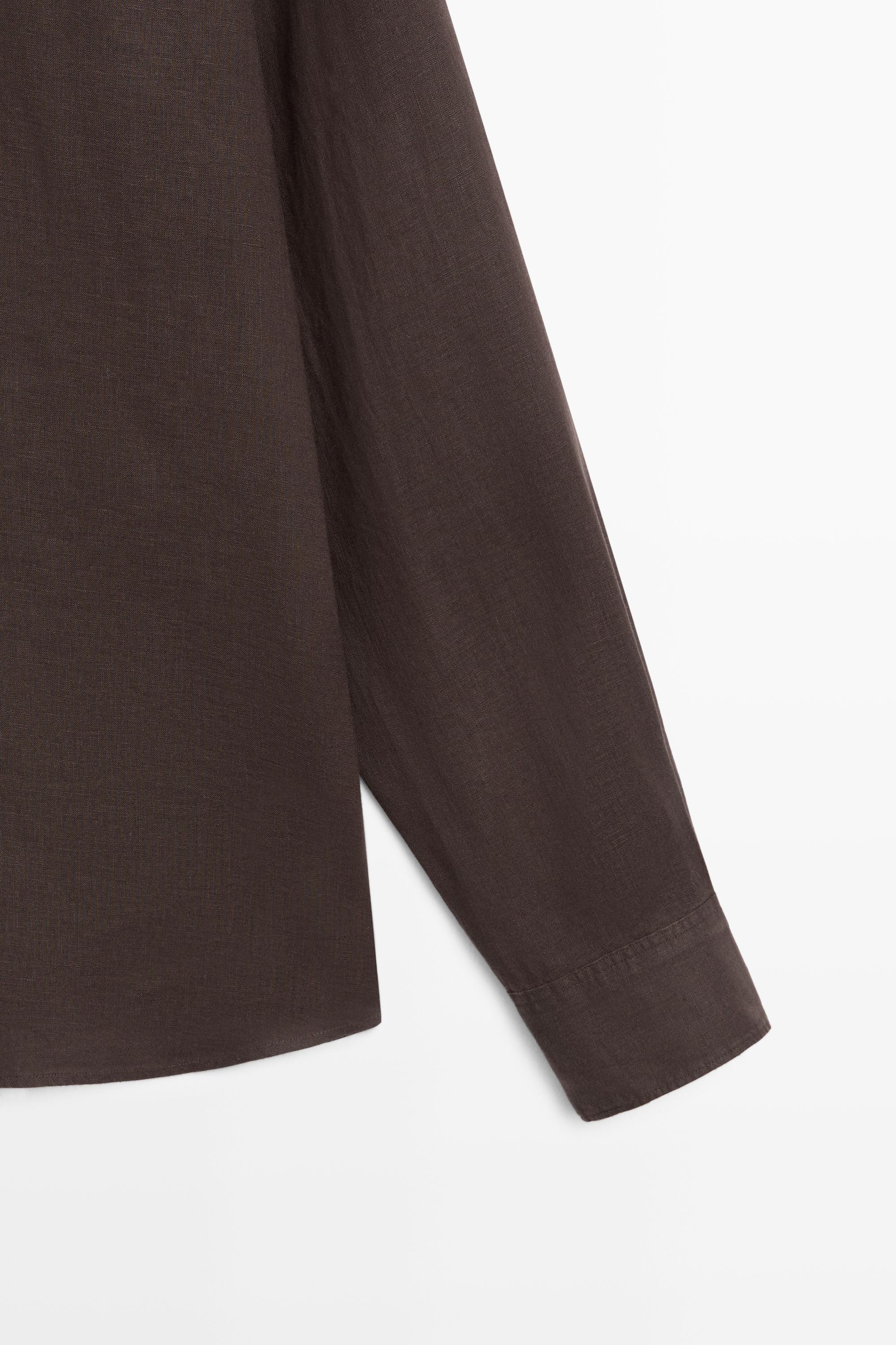 100% linen regular fit shirt — Chocolate