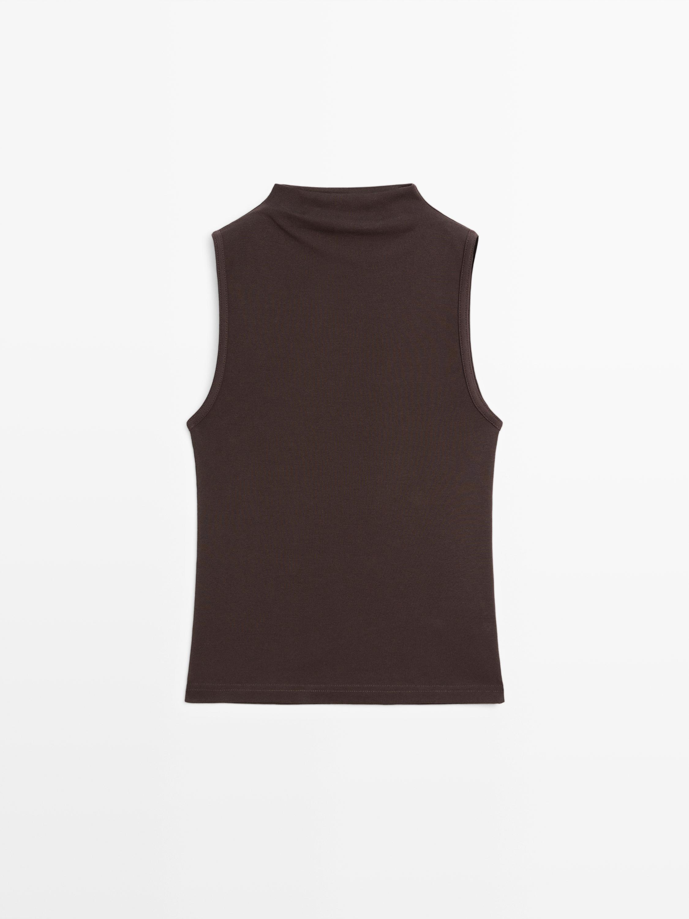 100% cotton funnel neck top