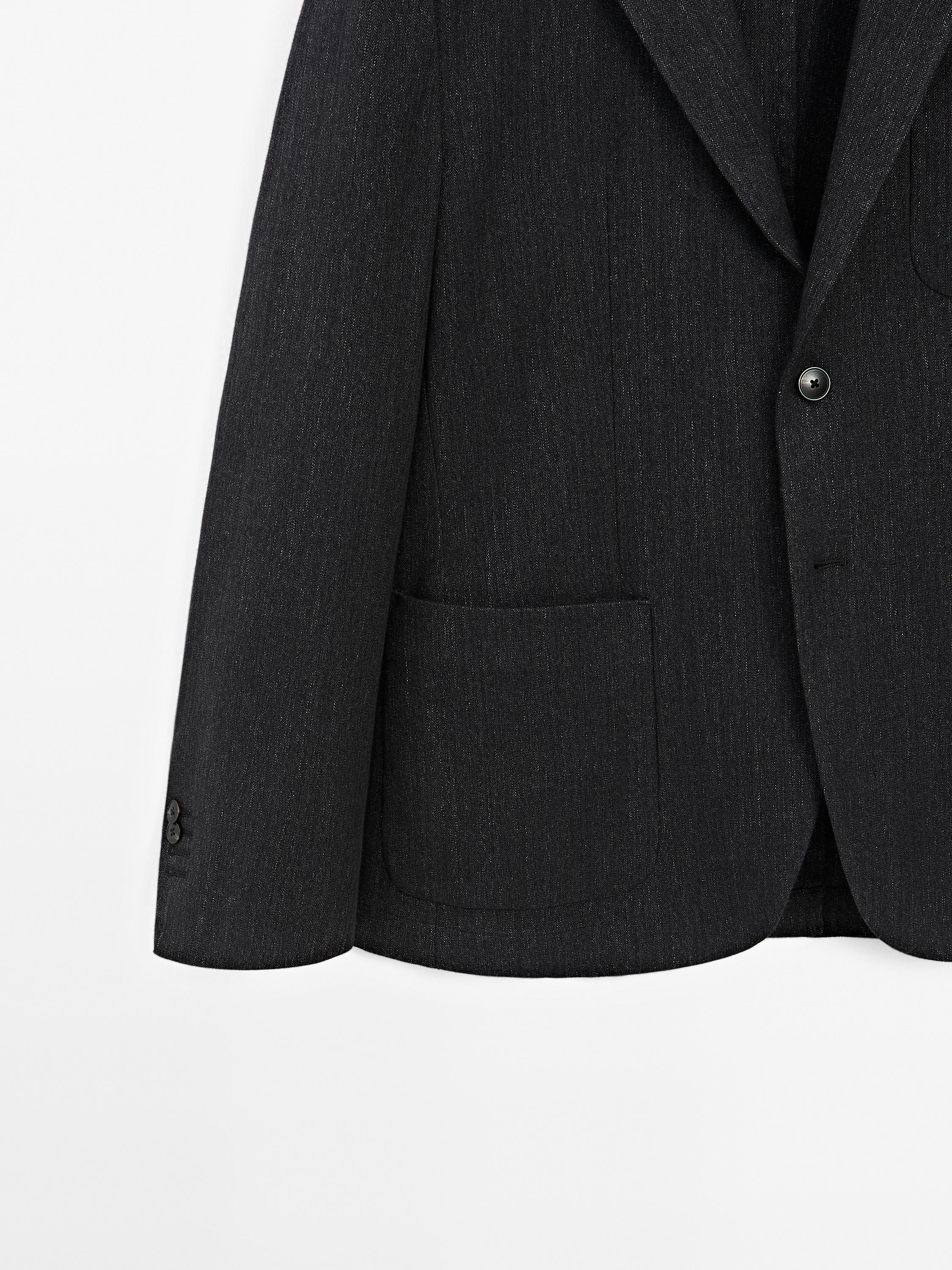 Cotton blend herringbone blazer
